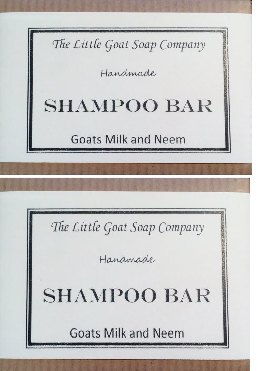 The Little Goat Soap Company 2 x Shampoo Bar - Goats Milk and Neem Oil 100G. Eczema, Psoriasis, Seborrhoeic Dermatitis.