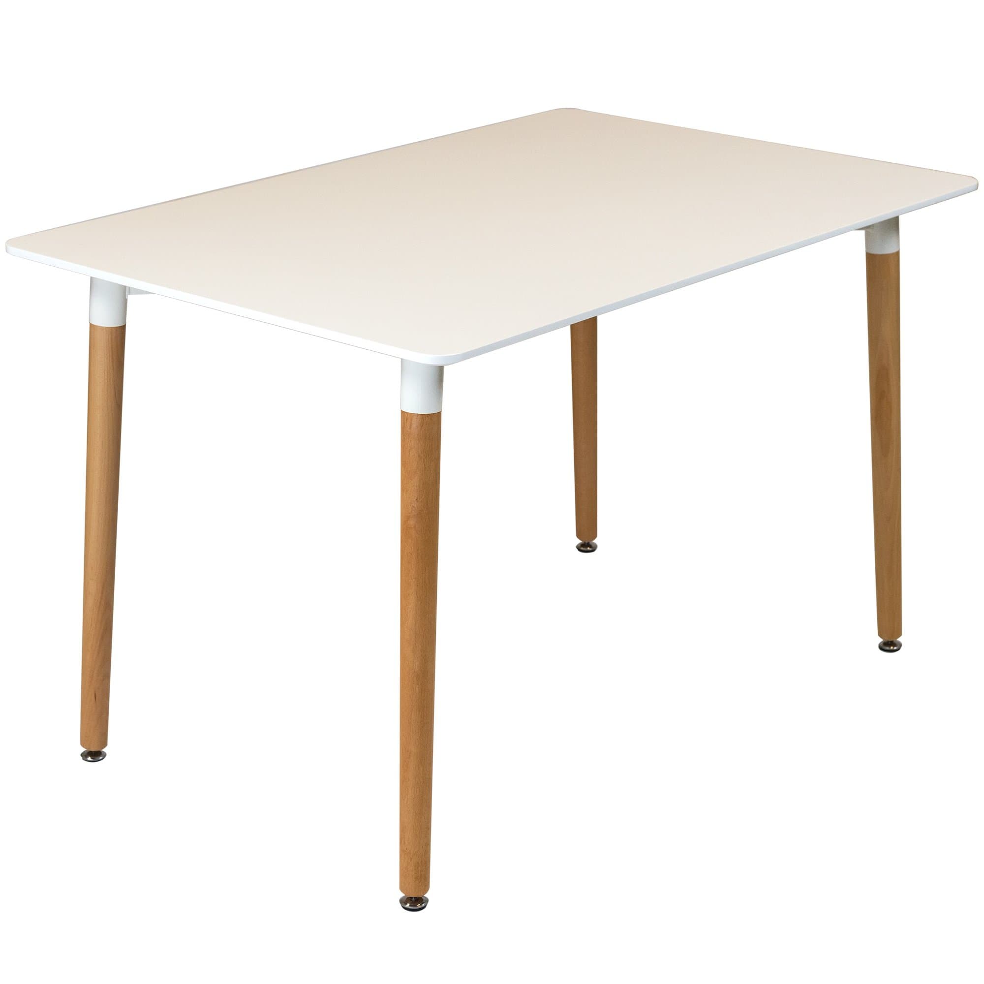 Charles Jacobs 120cm Rectangular Dining Table With White Tabletop and Solid Beech Wood Legs