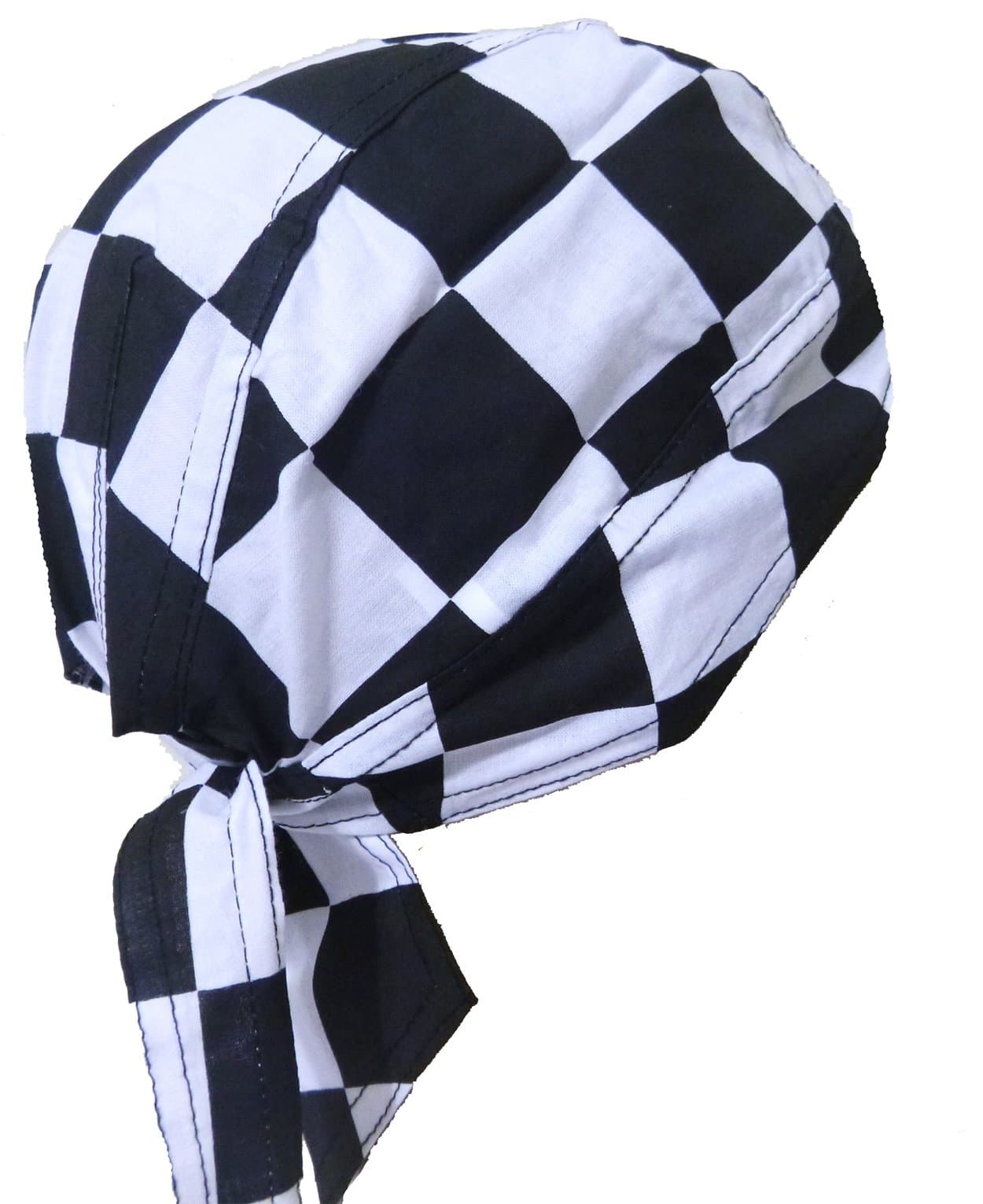 OWM Racing Bandana Cap Cotton Checker Head Wrap Black