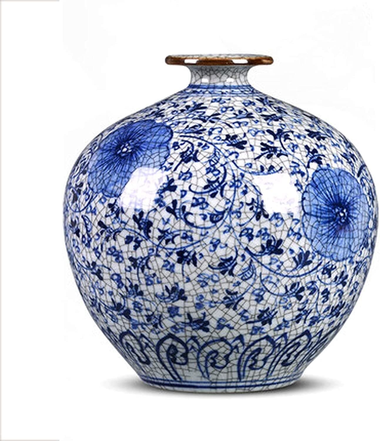 ZIFARM Vases, LZRDZSW Small Retro Chinese Blue and White Porcelain Vase, Traditional Blue and White Flower Painting, Rare Jingdezhen Ceramic Living Room Home Decoration
