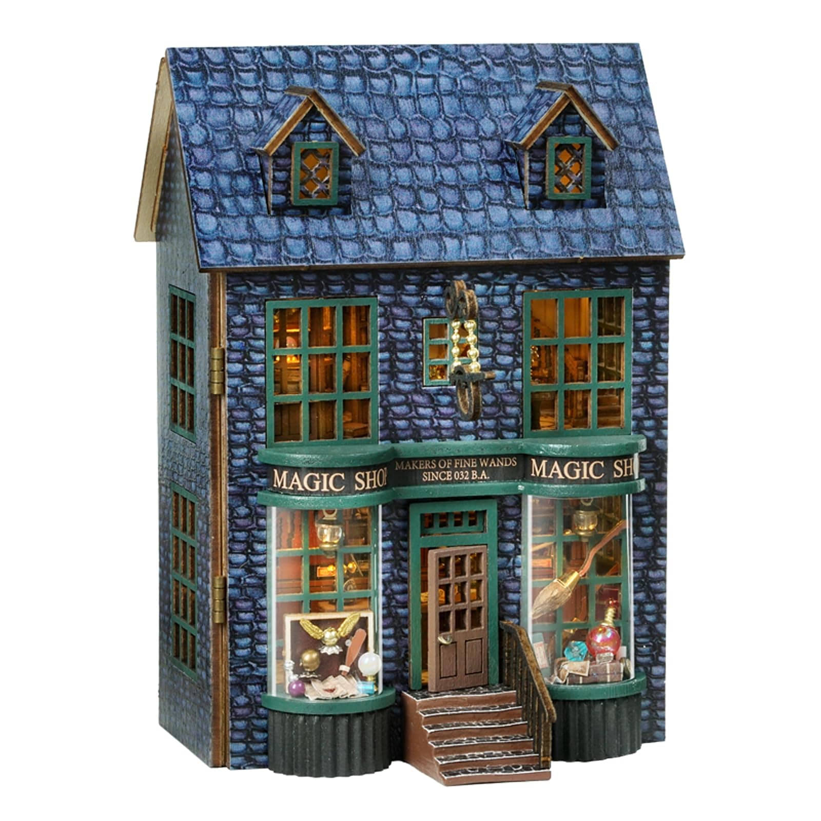 DIY Miniature House Kit, CUTEROOM Wooden Dollhouse Kit Mini House Making Kit with Furnitures, DIY Dollhouse Kit Birthday Gift (Magic Store)