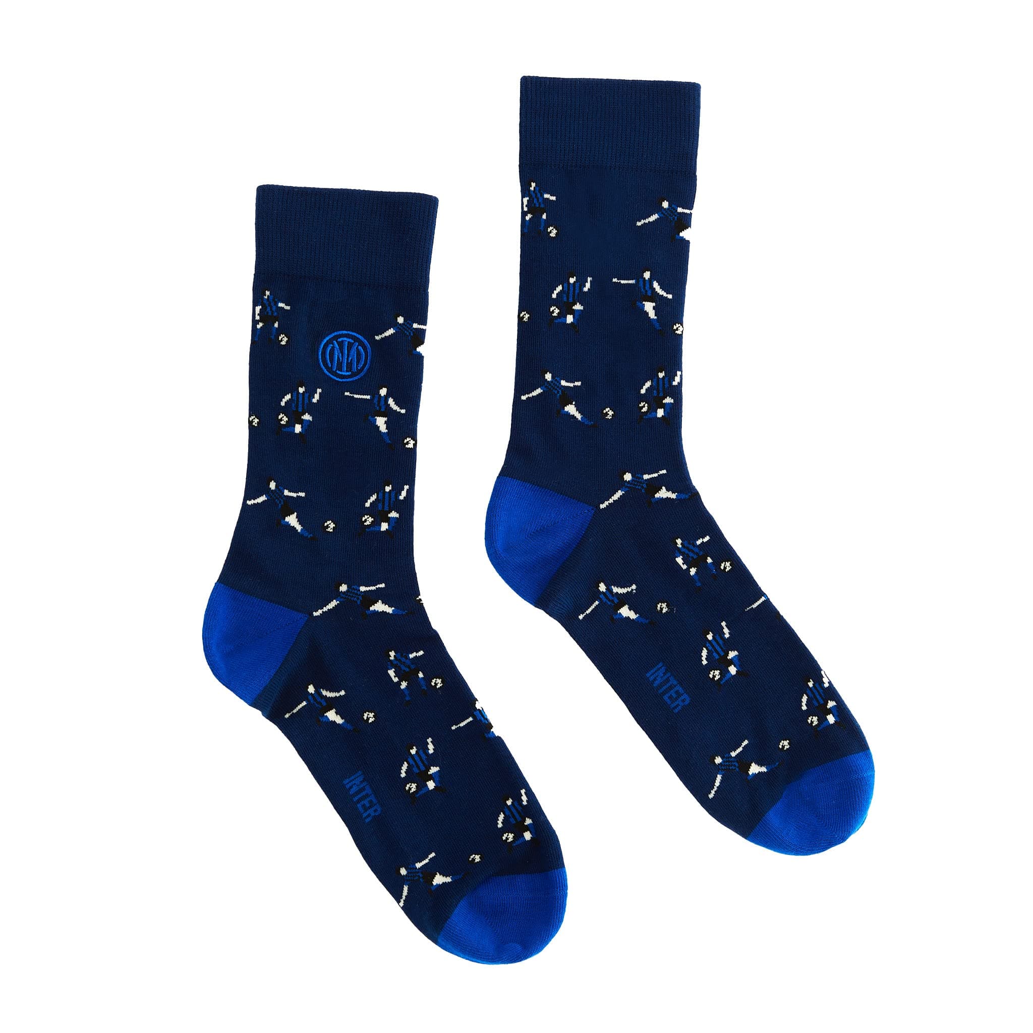Inter - Men's Long Socks, Design with Footballers, For All Nerazzurri Fans, Cotton Socks, Official Product, blue