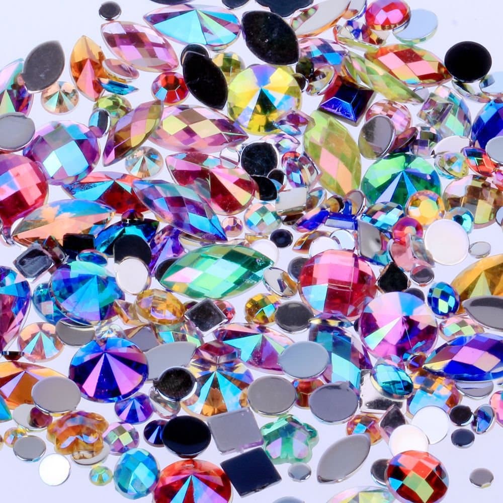 Mix Sizes 300pcs Crystal AB Mix Colors Nail Art Rhinestones DIY Non Hotfix Flatback Acrylic Nail Stones Gems For 3D Nails Art Decorations (Mix Colors) (Mix Colors)