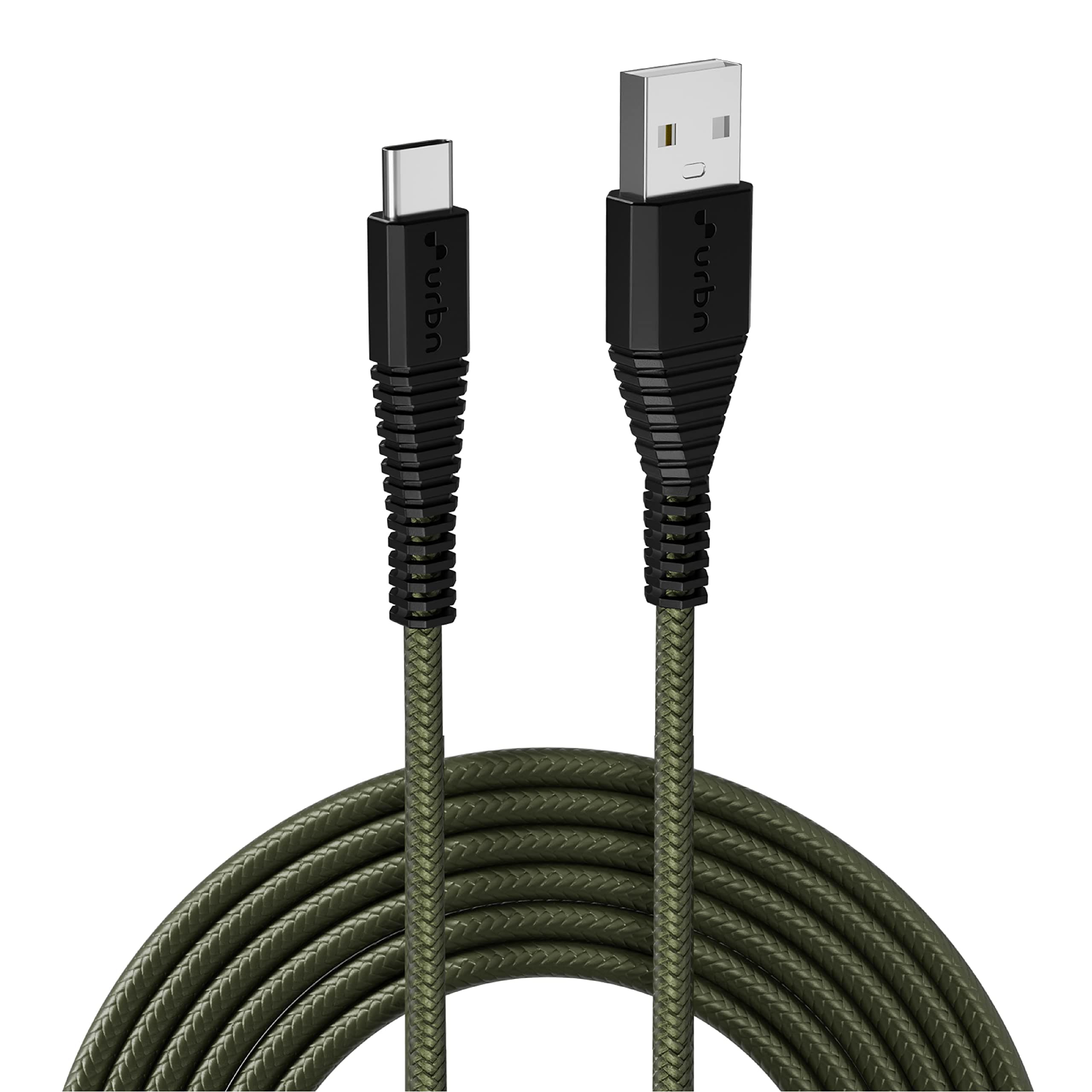 URBN USB Type-C 3.4A Fast Charging Cable (5ft) - Unbreakable Nylon Braided, Quick Charge Compatible with Samsung, OnePlus, and All C Type Devices - Charge & Data Transfer - Rugged Cable - Camo