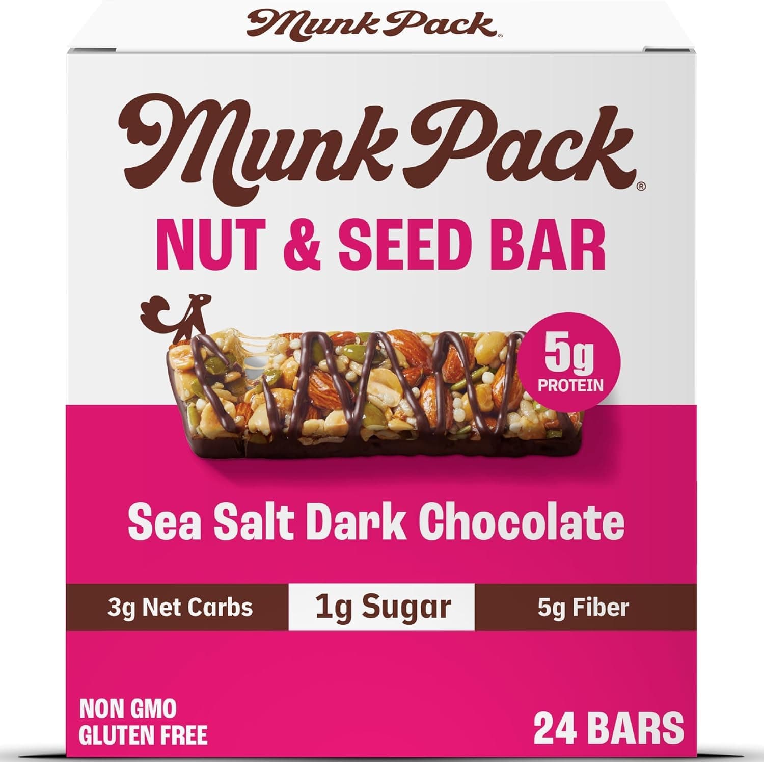 Keto Nut and Seed Bar Sea Salt Dark Chocolate Flavored, 4 Pack, Non GMO, Gluten Free, Keto Friendly, 4.92 Ounce (Pack of 6)