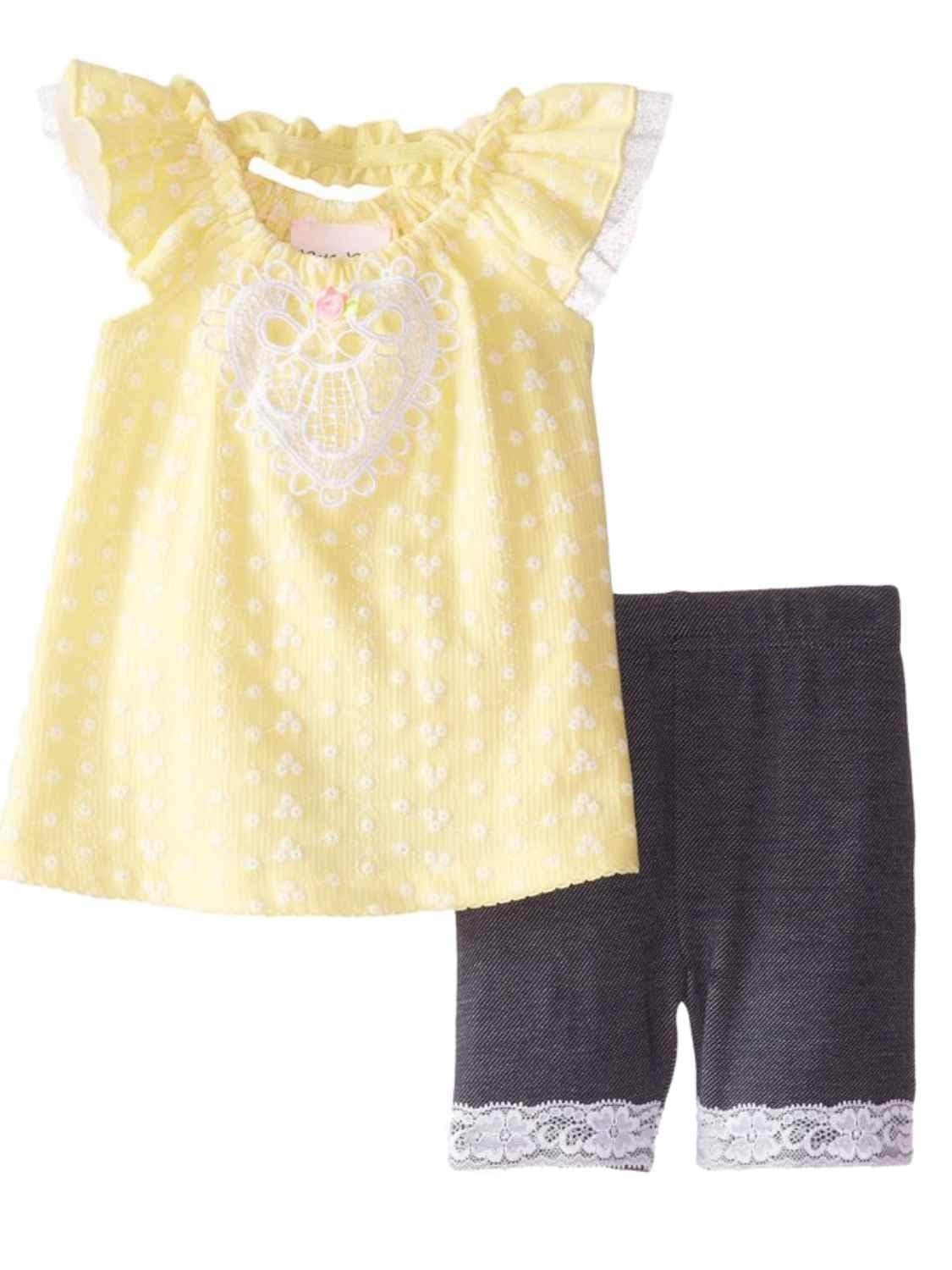 Little LassInfant Girls Yellow Daisy Top & Shorts Outfit 2 Piece Set 12 Months