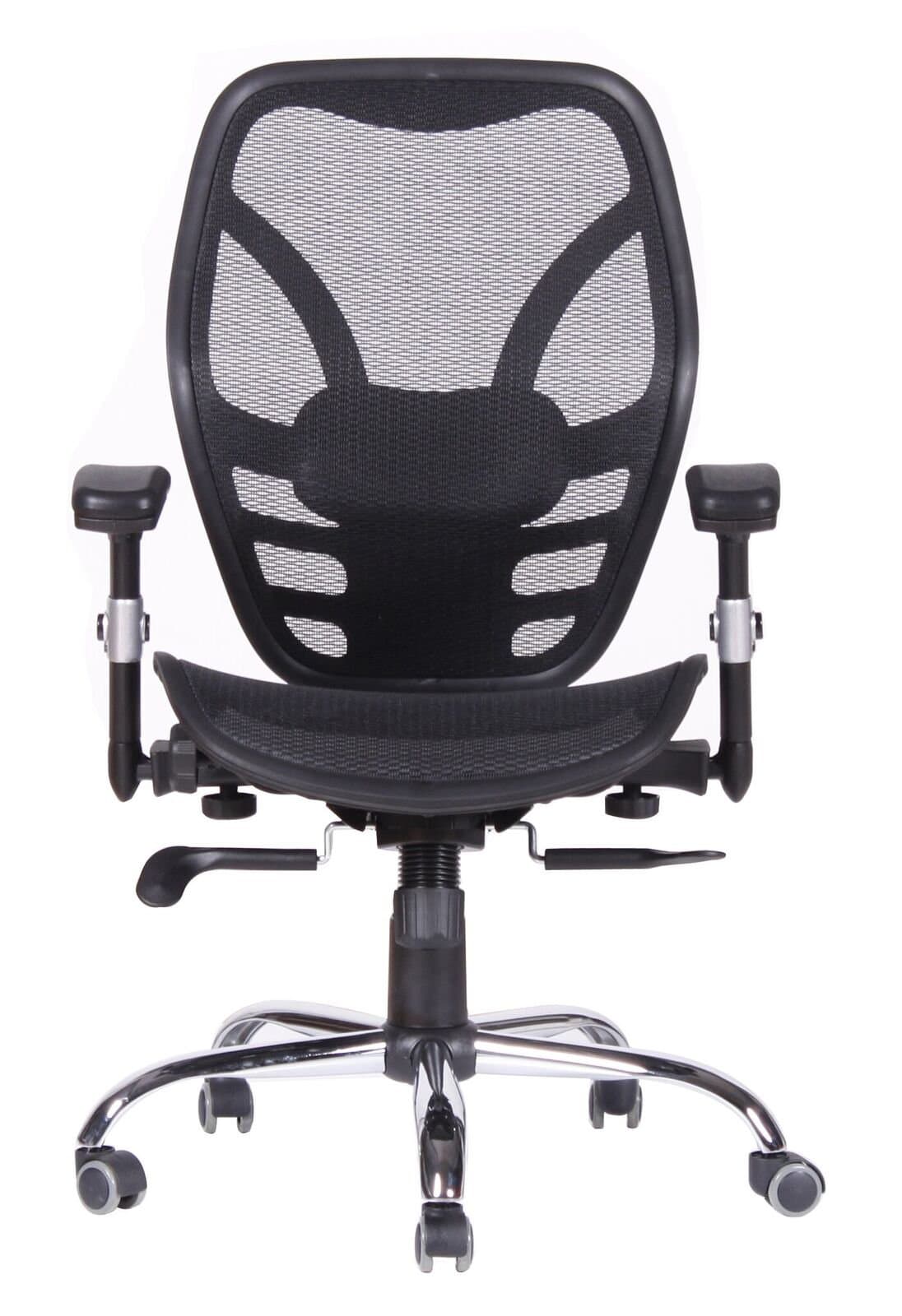 Mid-Back Office Chair with Breathable Nylon Mesh, Padded Height Adjustable Arms, Synchronic Mechanism, Black