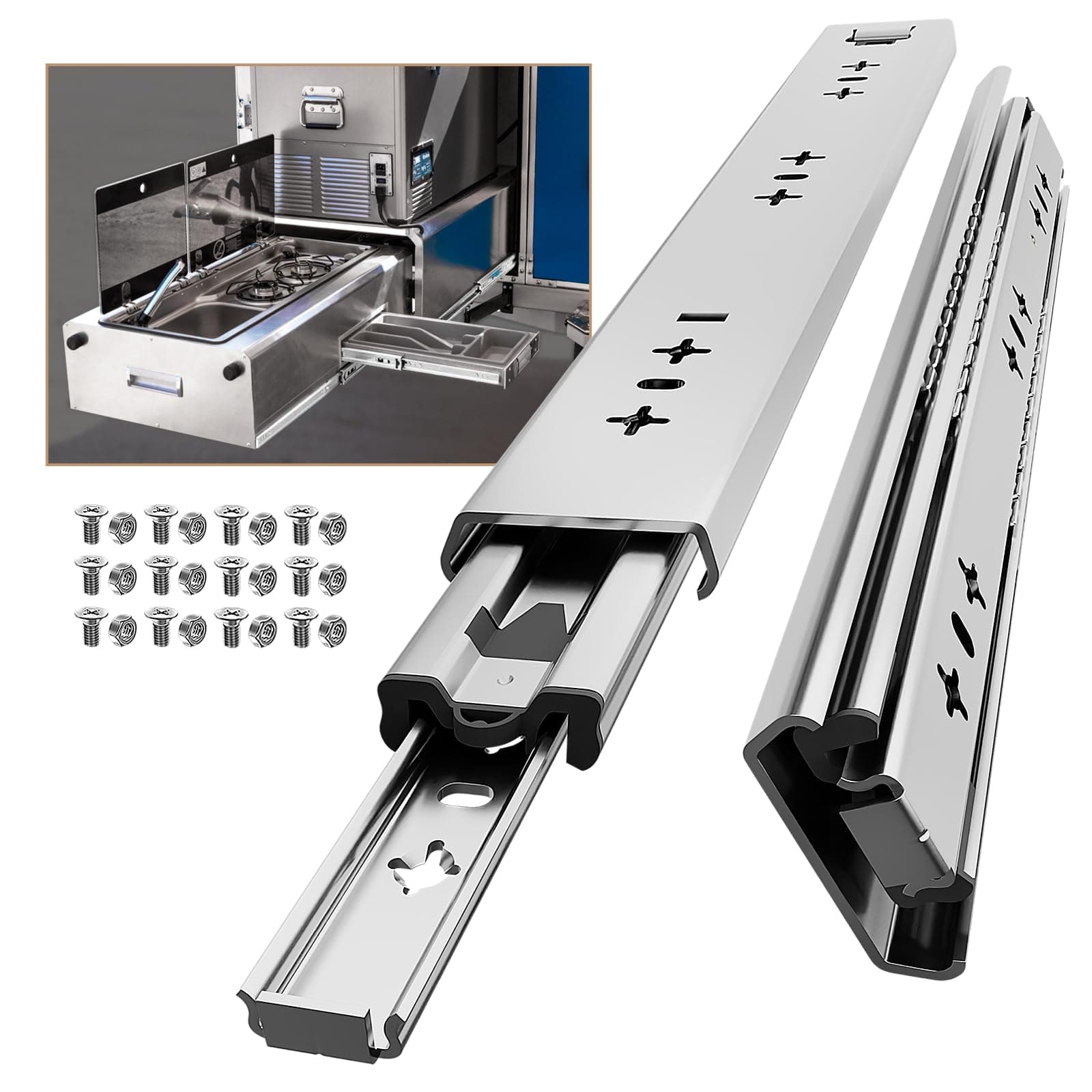 AOLISHENG Heavy Duty Drawer Runners 900mm 100Kg Load Capacity Heavy Duty Drawer Slides Draw Runners, Ball Bearing Full Extension Draw Sliding Rails Sliders Side Mount 1 Pair, 36 inch Without Lock