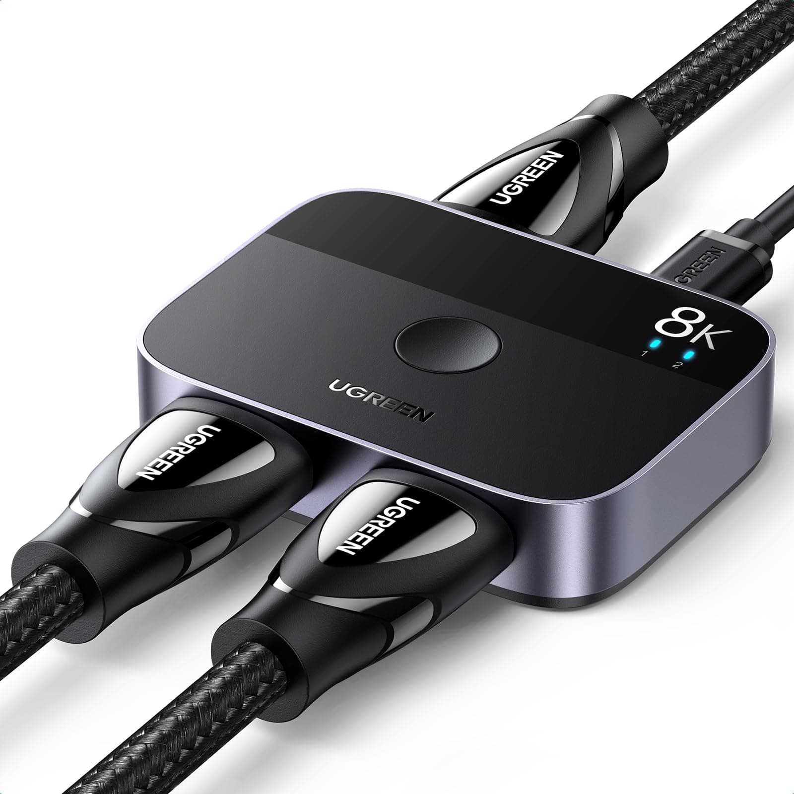 UGREEN HDMI 2.1 Switch, 4K@120Hz 8K@60Hz Aluminum Switcher 2 IN 1 OUT, Bi-Directional HDMI Splitter Support HDR, VRR and ALLM for PS5/4 Xbox Roku Firestick HDTV Projectors Monitors