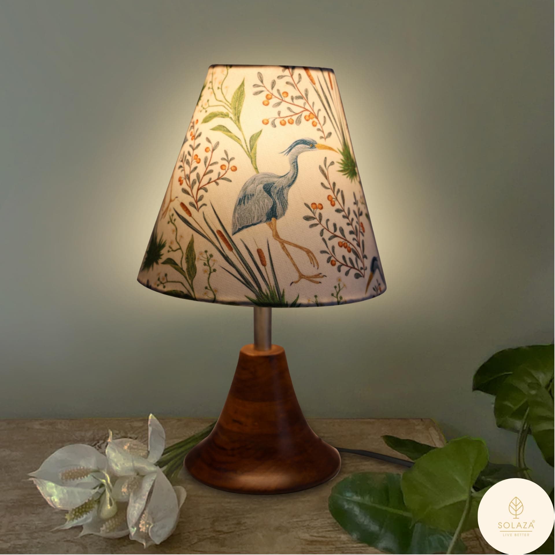 Sponsored Ad - Wooden Bedside Table Lamp for Bedroom & Living Room(14 Inch, Wood, Without Bulb, Pack of1) | Table Lamp for Home Decoration Office Study Dinning Room (Ostrich_Print)