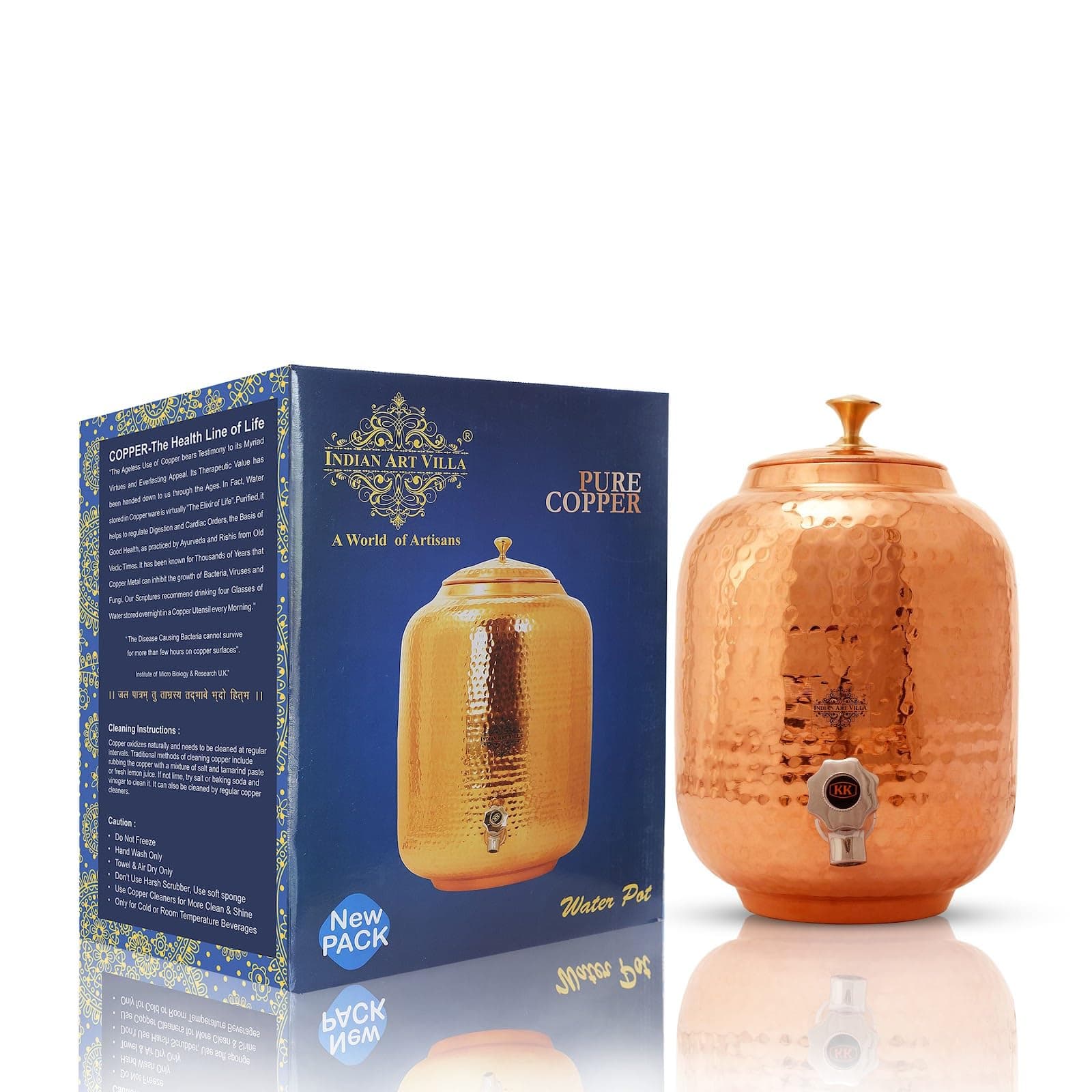 INDIAN ART VILLA Copper Carafes, Storage & Kitchenware, Health Benefits (Volume- 18 LTR, Water Carafes Without Stand)