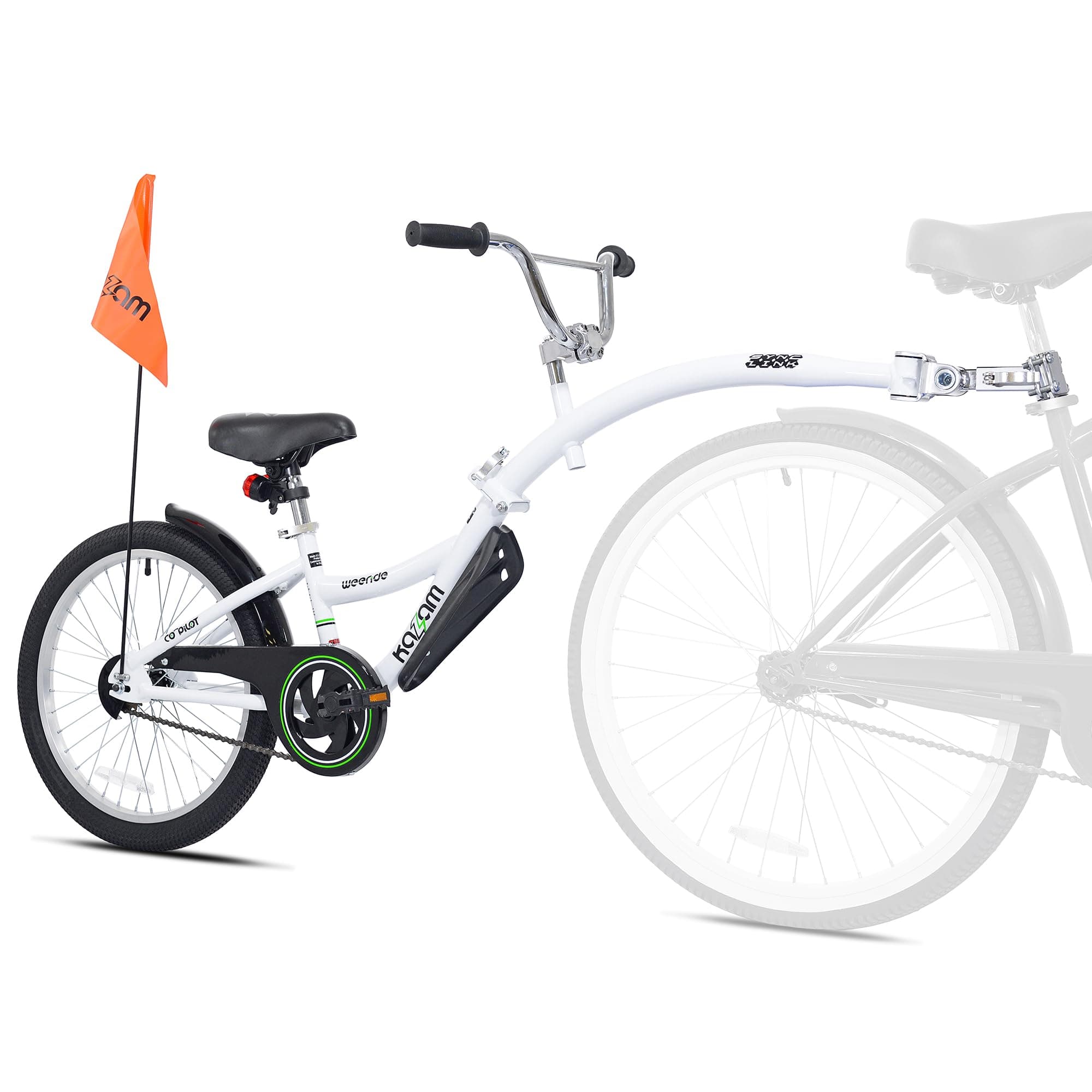 KaZAM Co-Pilot Bike Trailer - 20 Inch Bike Trailer with Adjustable BMX Stem and Handlebar - Lightweight Aluminum Frame and Padded Saddle for Cycling - Perfect for Family Rides