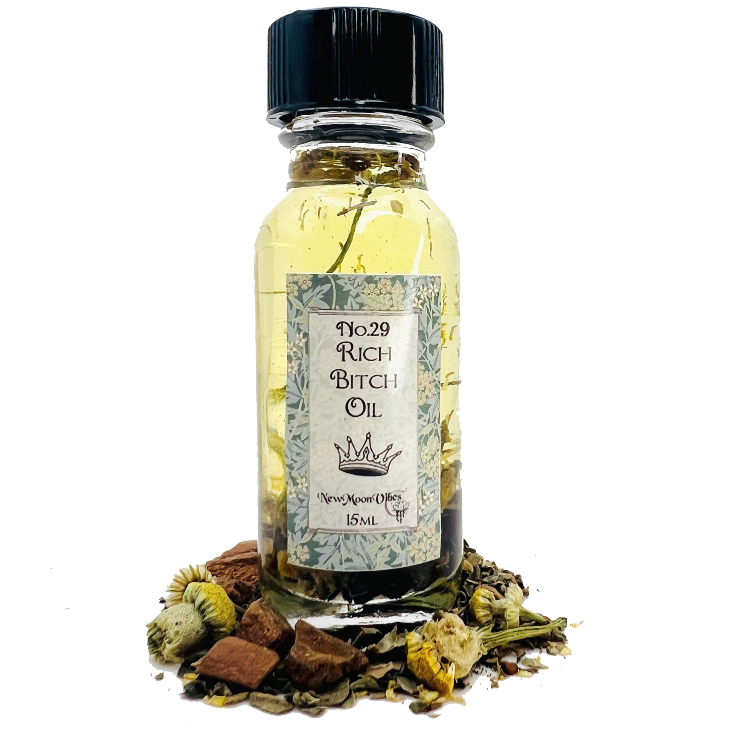 Rich Bitch Oil by New Moon Vibes - Attract Luxury Lavish Lifestyle Abundance Success Wealth Prosperity Spells Conjure Rituals - Handmade with Essential Oils & Herbs - Wicca Pagan Hoodoo Magick