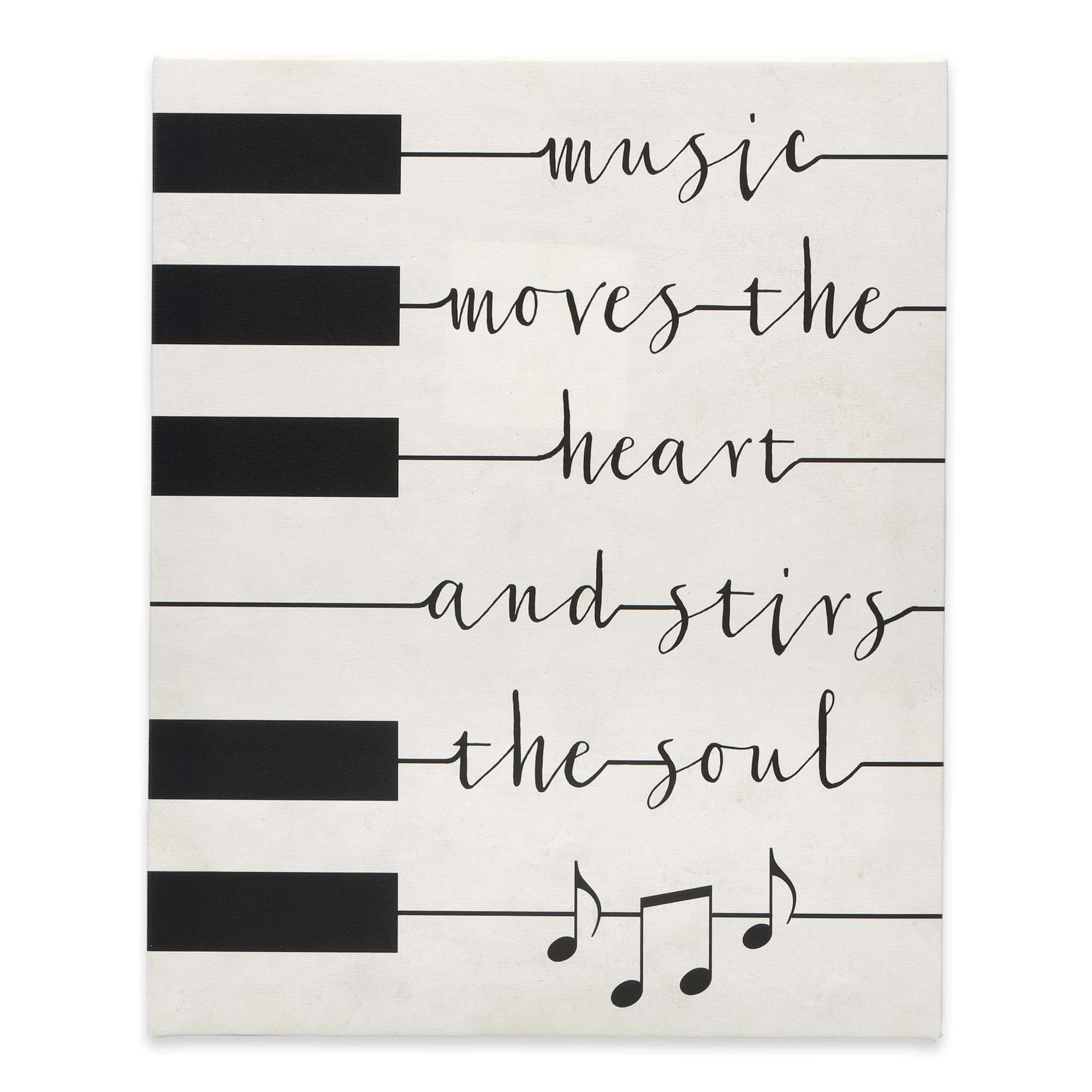 Open Road BrandsPiano Keys Music Quote Gallery Wrapped Canvas Wall Decor - Music Moves the Heart and Stirs the Soul - Piano Canvas Wall Art