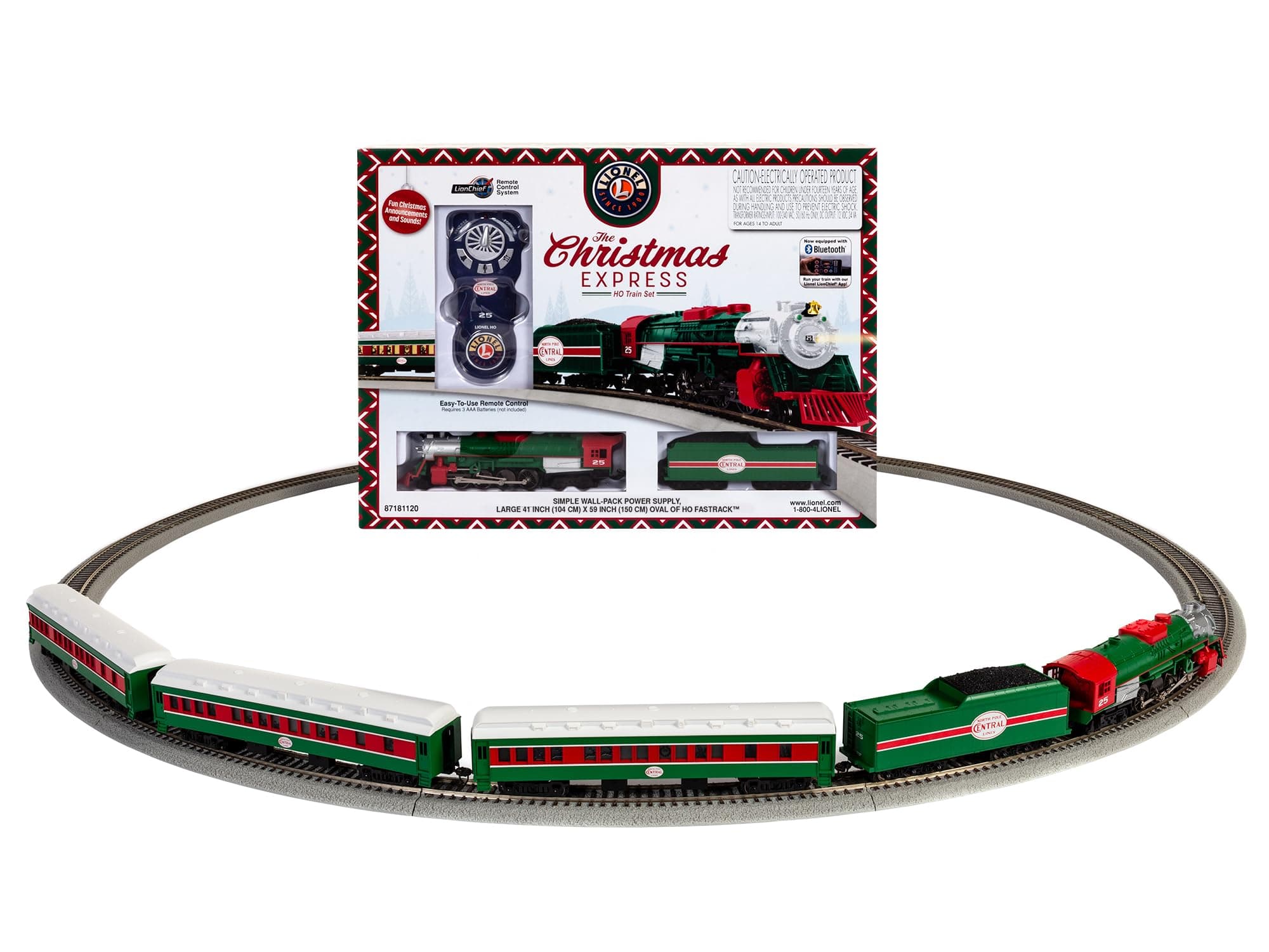 Christmas Express LionChief Bluetooth Electric HO Gauge Model Train Set with Remote,Multi-color