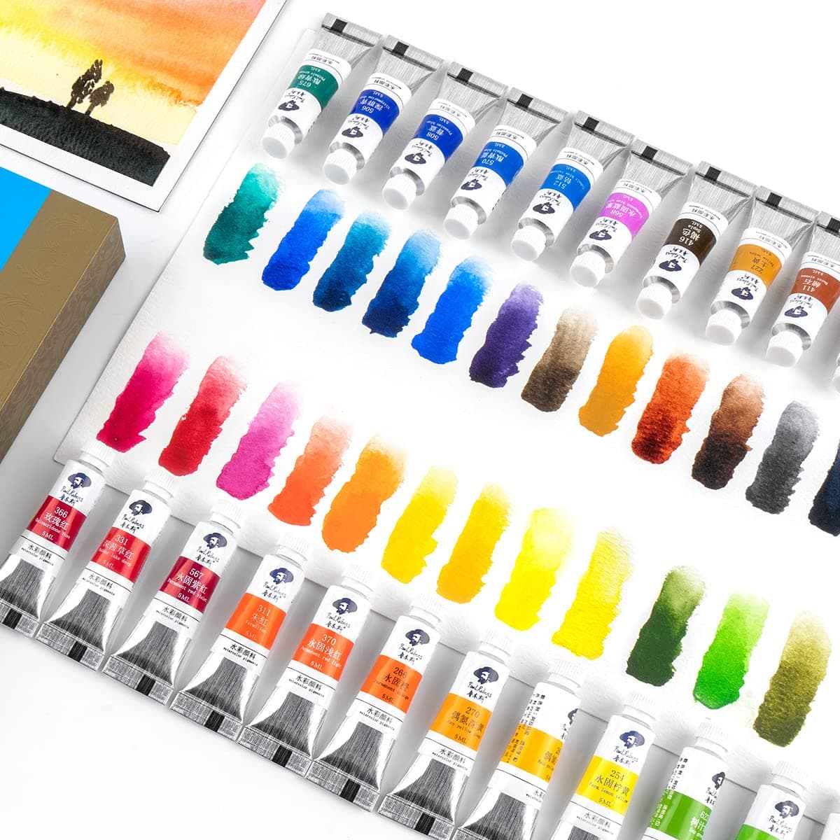 Watercolor Paint, 24 Vibrant Colours Highly Pigmented, 5ml Each Tube, Perfect for Painters, Artists, Hobbyist, Beginners, Students