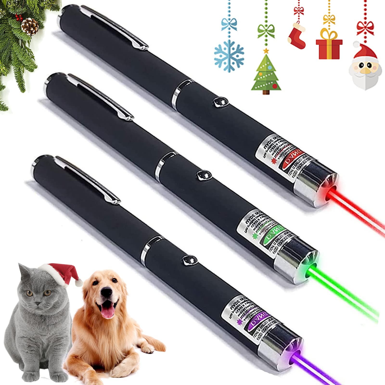 Laser Pointer for Cats and Dogs - 3 Pack Pet Kitten Indoor Training Chaser Toys - Cat Pointer Teaching Indicator