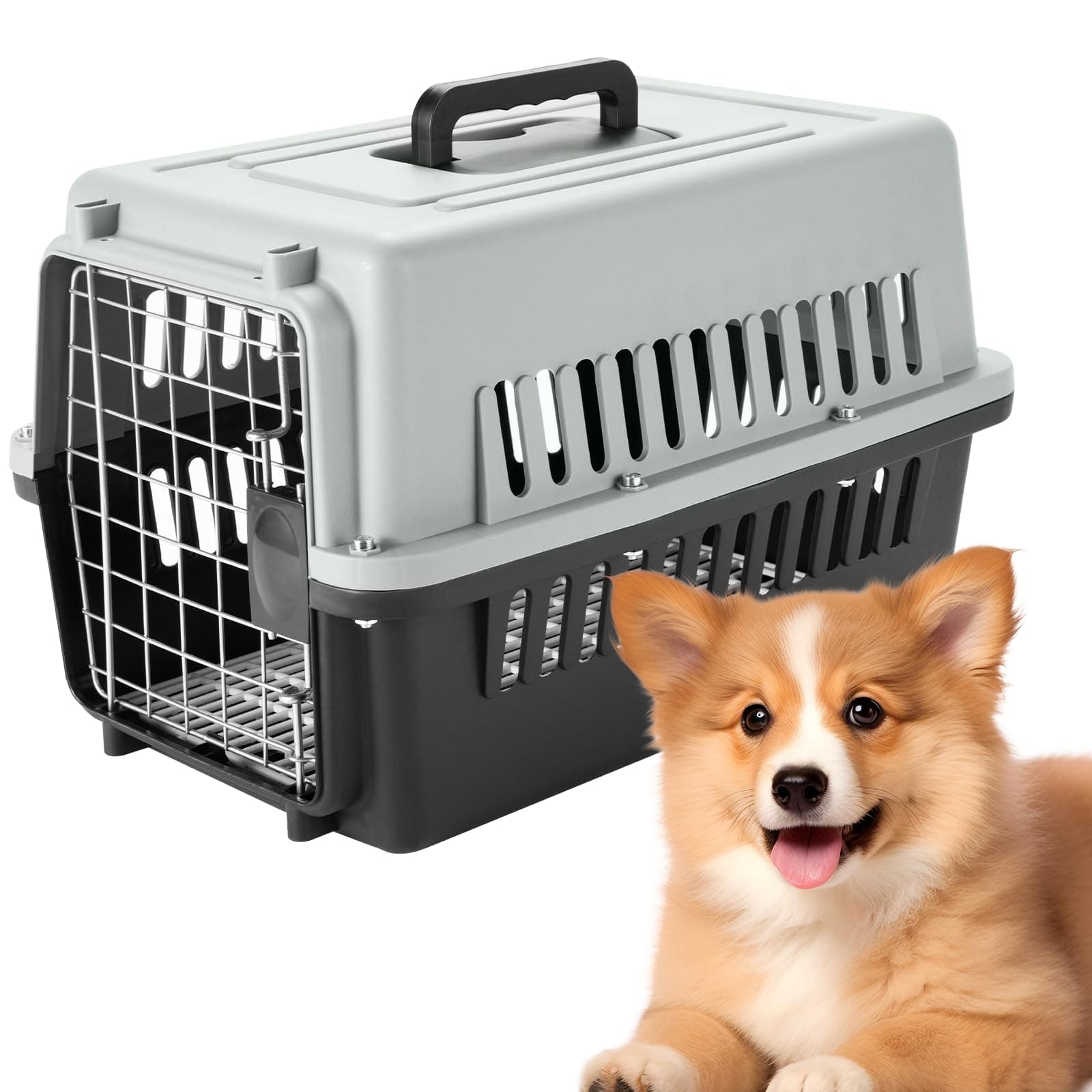 Portable Hard Sided Pet Carrier Carry Breathable Crate Puppy Cage Tote Transport Box Travel Kennel for Cats, Kitten,Dog,Trips Outdoor, Safety closure system, Aeration grids
