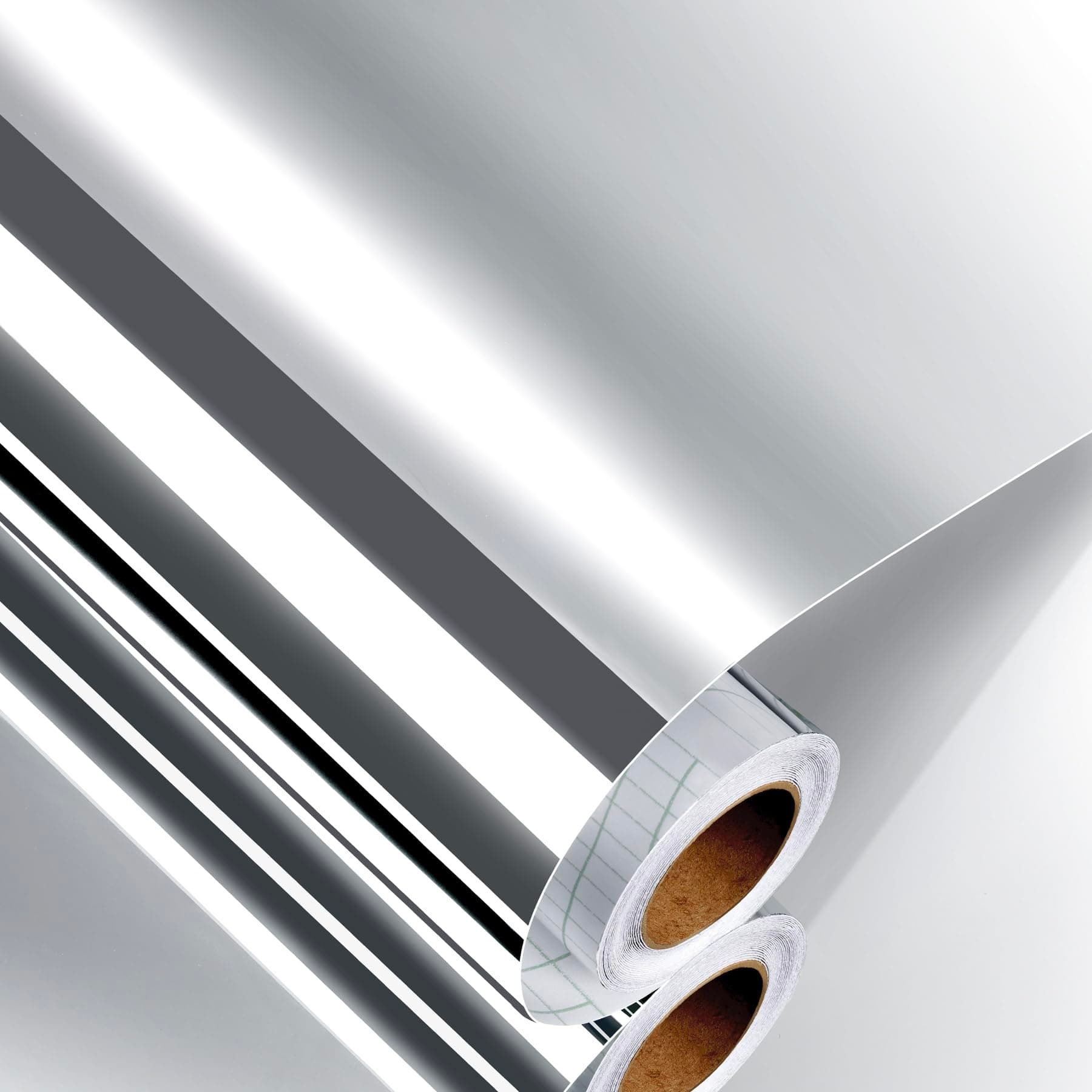 Decotalk 400"x12" Mirror Sheet Mirror Wall Sticker Self Adhesive Mirrors Film Peel and Stick Mirrors Sheet Flexible Wallpaper for Craft Non Glass Silver Contact Paper Reflective