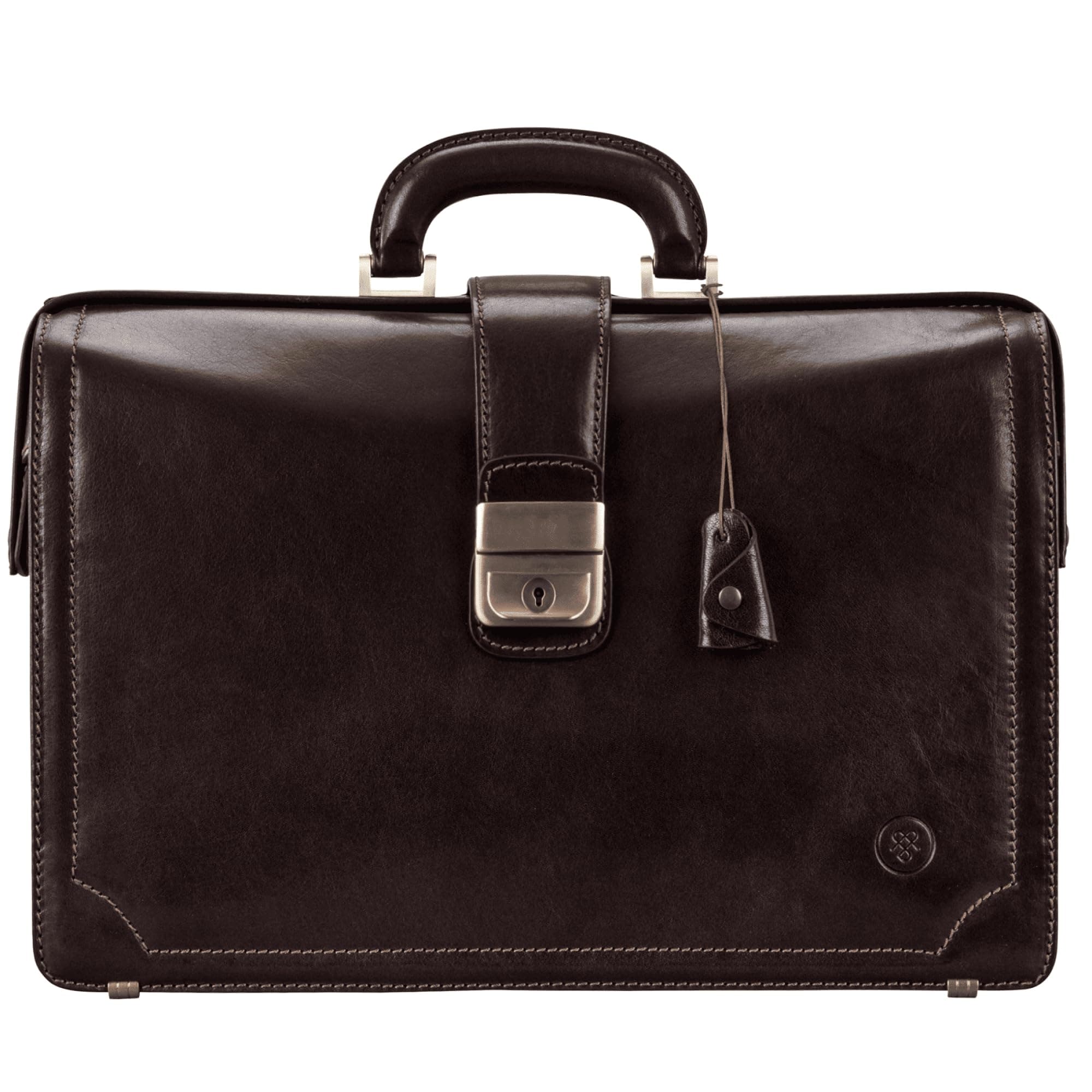 Maxwell Scott - Mens Luxury Leather Executive Lawyer Briefcase - 2 Section Top Handle - Handmade in Italy - The Basilio