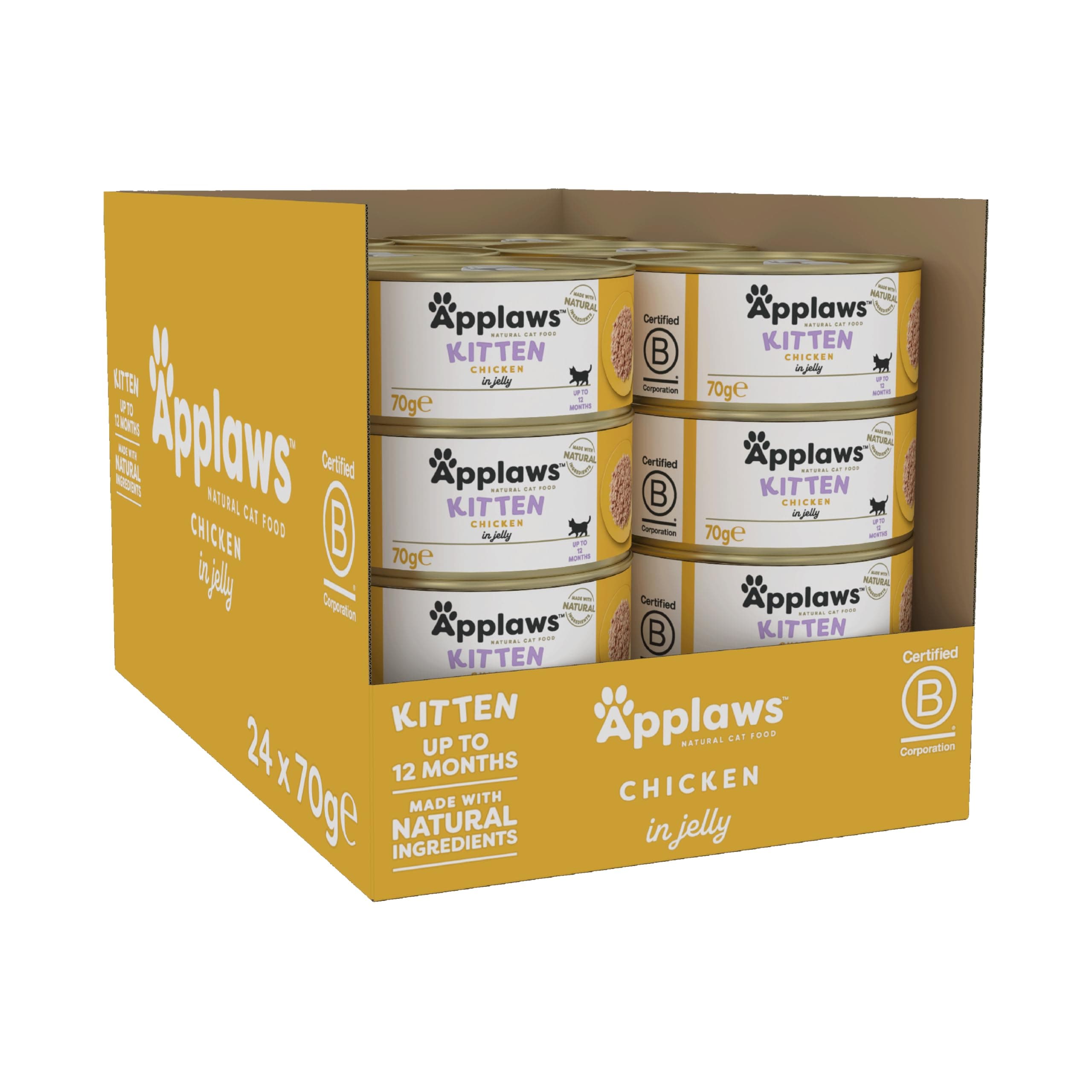 Natural Wet Kitten Food, Chicken Breast Cat Food Tin in Jelly 70g (Pack of 24 Tins)