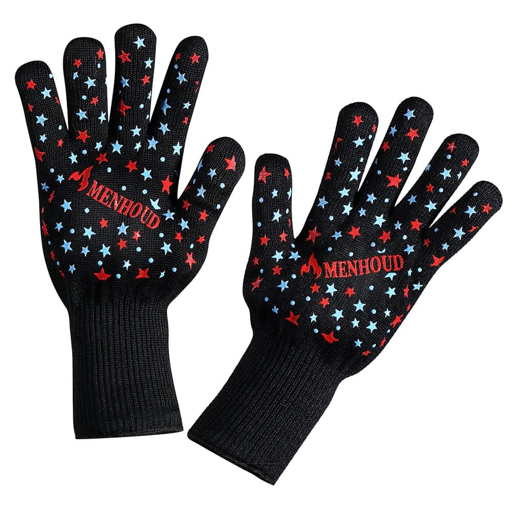 Menh Oud XX Cut-Resistant Gloves Grill Gloves (One Pair) – Heat Resistant Up To 500 Degrees – Oven Gloves – Fireplace Gloves