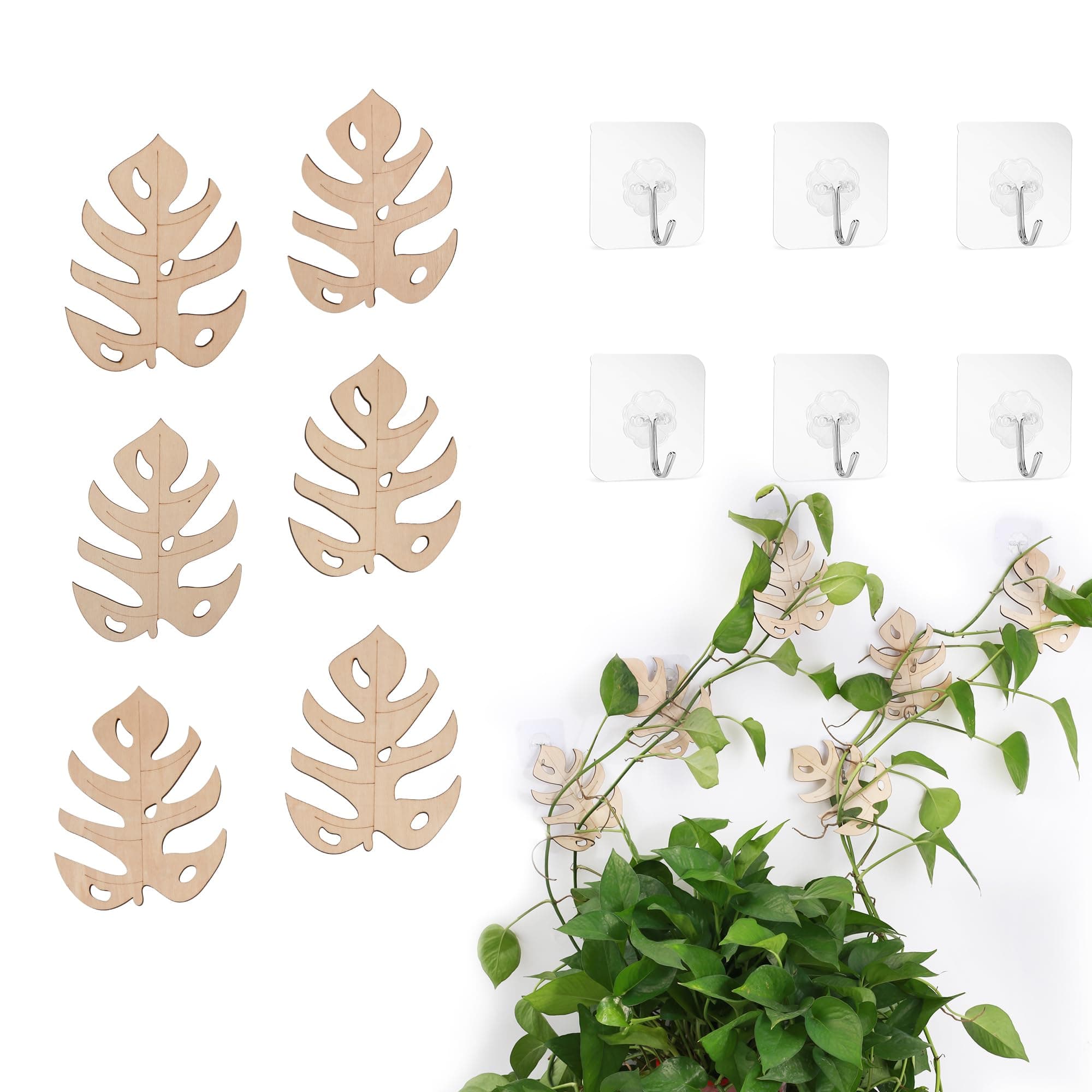 Plant Trellis for Climbing Plants Indoor, Wooden Wall Trellis, Wall Mounted Houseplant Climber Support, House Plant Accessories for Ivy, Pothos, Vine(6 Pcs)