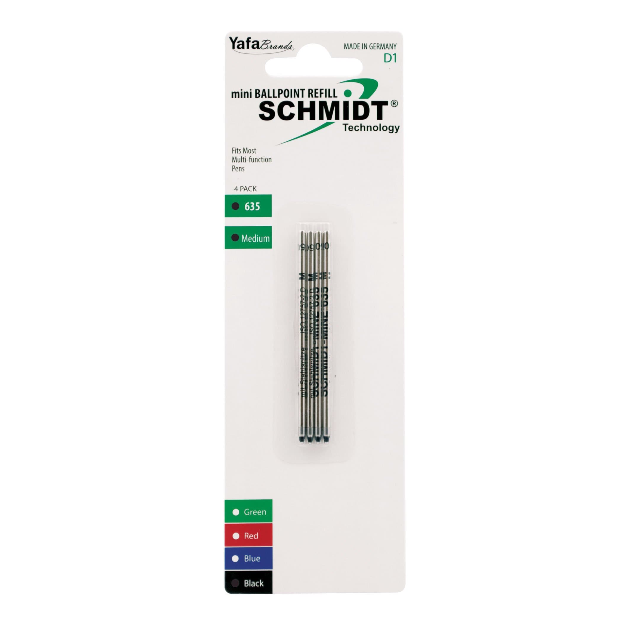 Schmidt 635 Mini D1 Ballpoint Pen Refill, Medium, 4-Pack, Black (SC58149)