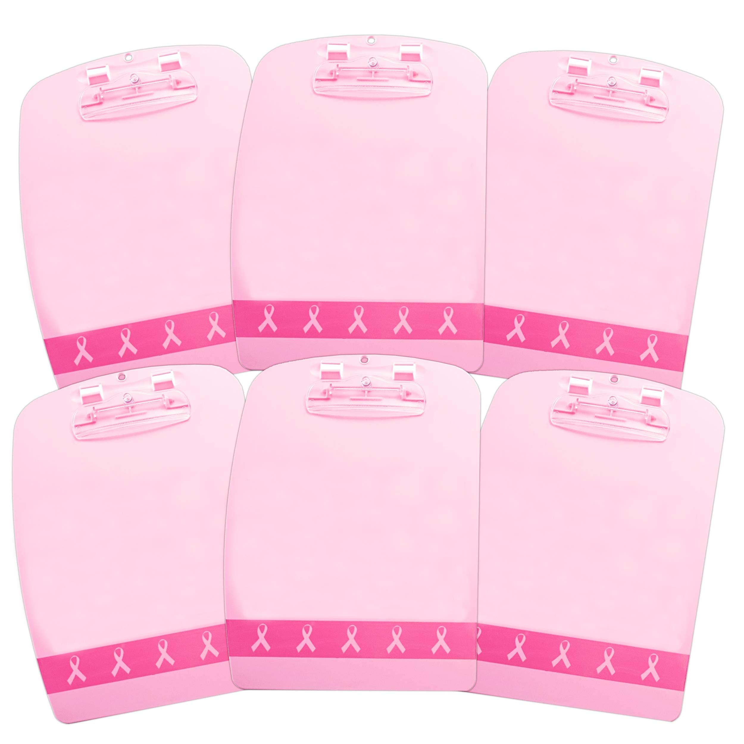 Breast Cancer Awareness Office Supplies Breast Cancer Awareness Clipboard - 6 Pack Breast Cancer Office Decorations Breast Cancer Gifts for Women Survivor Gifts (Break Cancer Awareness Decorations)