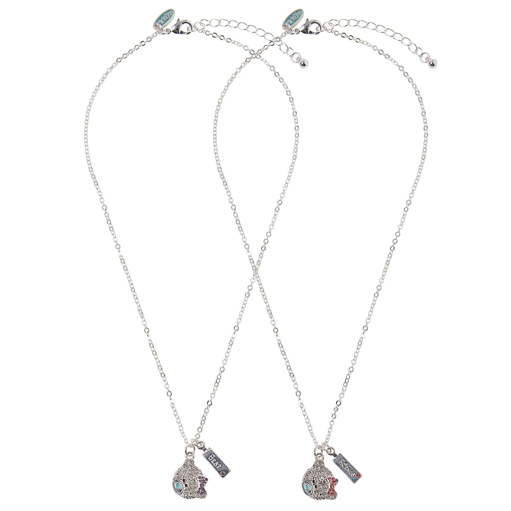 Crystal Tatty Teddy Best Friend Necklace Set,Blue,Pink