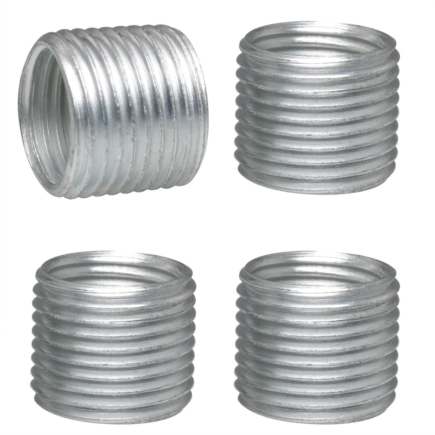 M10 to M12 Threaded Tube 4PCS 10mm M10 Female and M12 Male Allthread Allthread Hollow Threaded Rod Tubes Adapter Thread Sleeves Thread Extension Tool for Electrical Lamp Socket