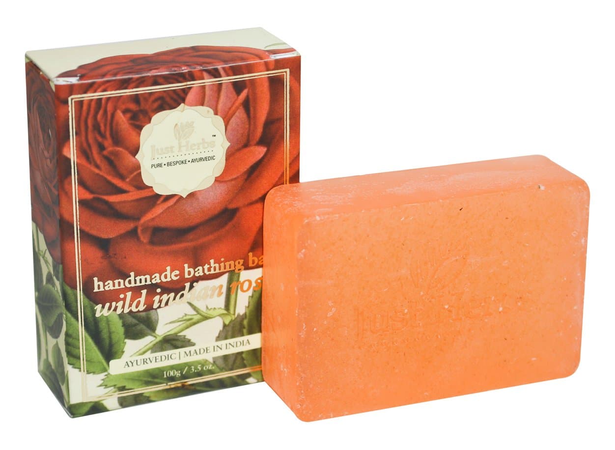 Just herbs Handmade Bathing Bar, Wild Indian Rose, Pink, 100g