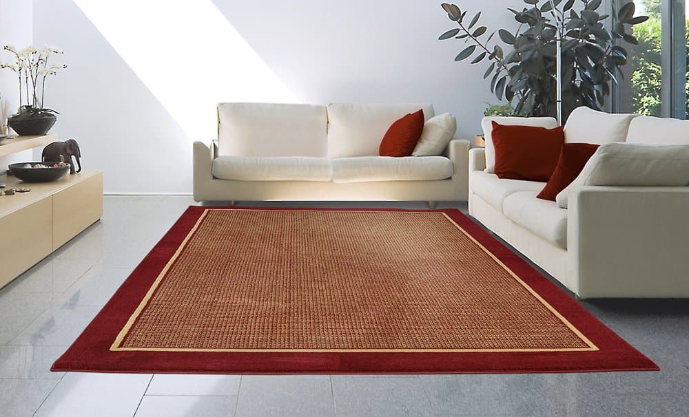 Area Rugs Red Modern Bordered 8x11 Contemporary Carpet - Actual Size 7' 10" x 10' 5"