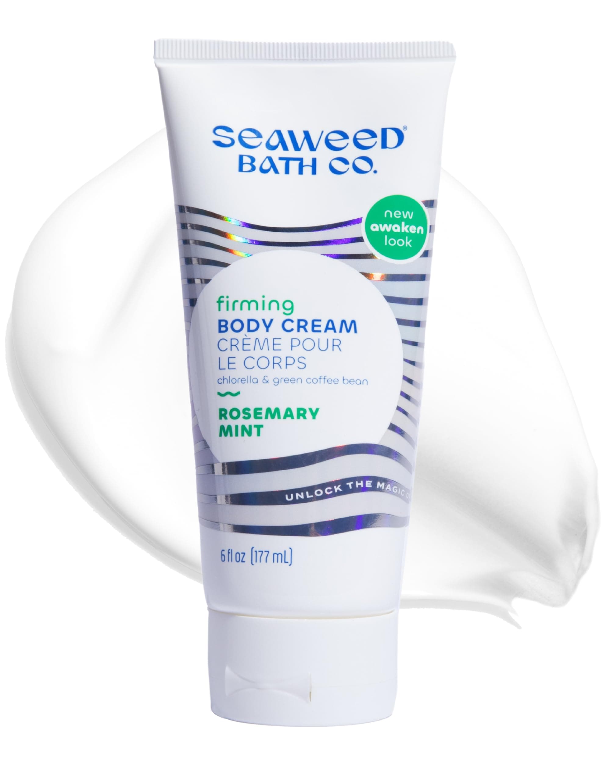 The Seaweed Bath Co. Firming Body Cream, Rosemary Mint Scent, 6 Ounce, Skin Toning Hand & Body Lotion Moisturizer for Dry Skin, with Sustainably Harvested, Chlorella, Green Coffee Bean