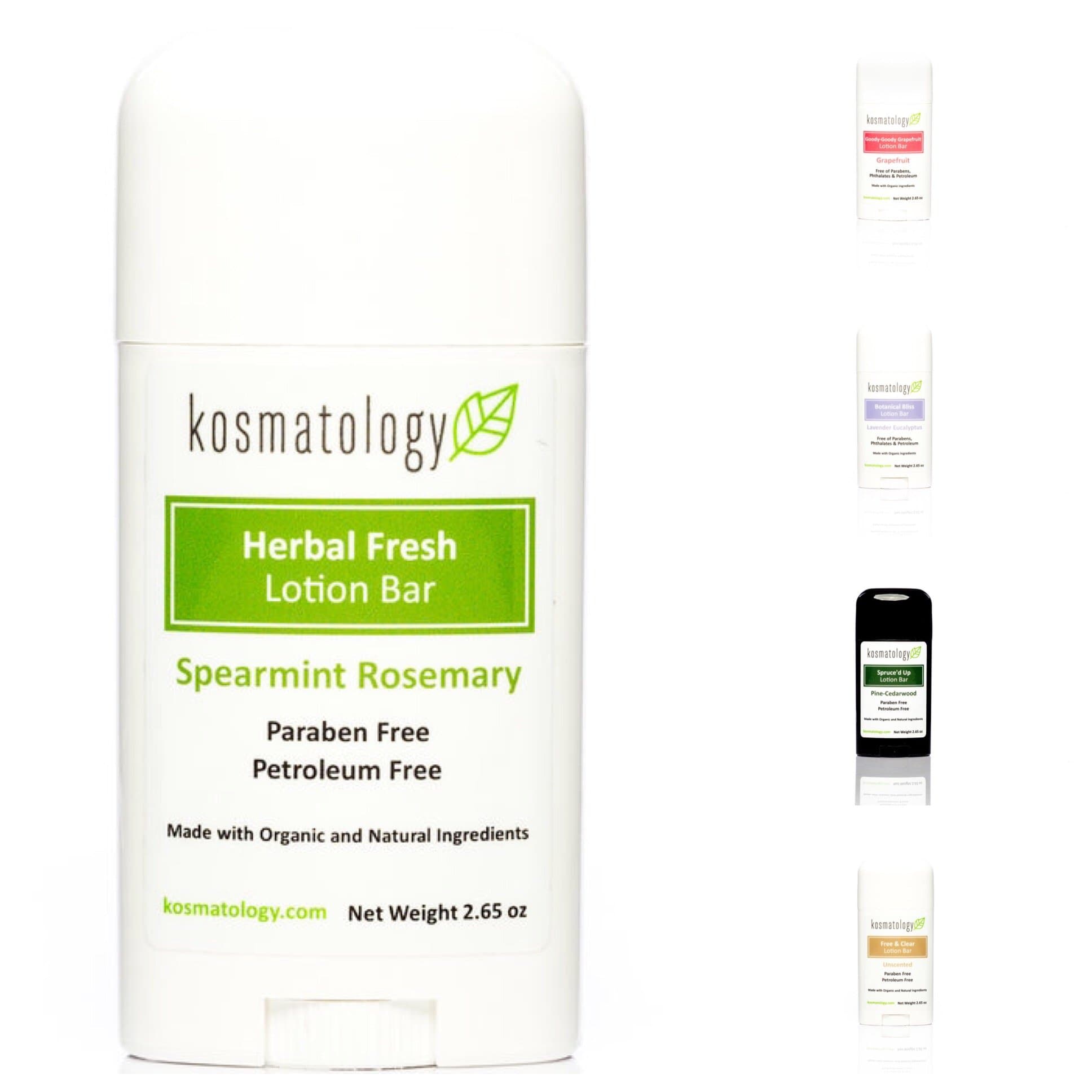 Herbal Fresh (Spearmint-Rosemary) Organic Moisturizing Lotion Bar | Vegan and Cruelty-Free | Mess-Free MoisturizerMADE SAFE