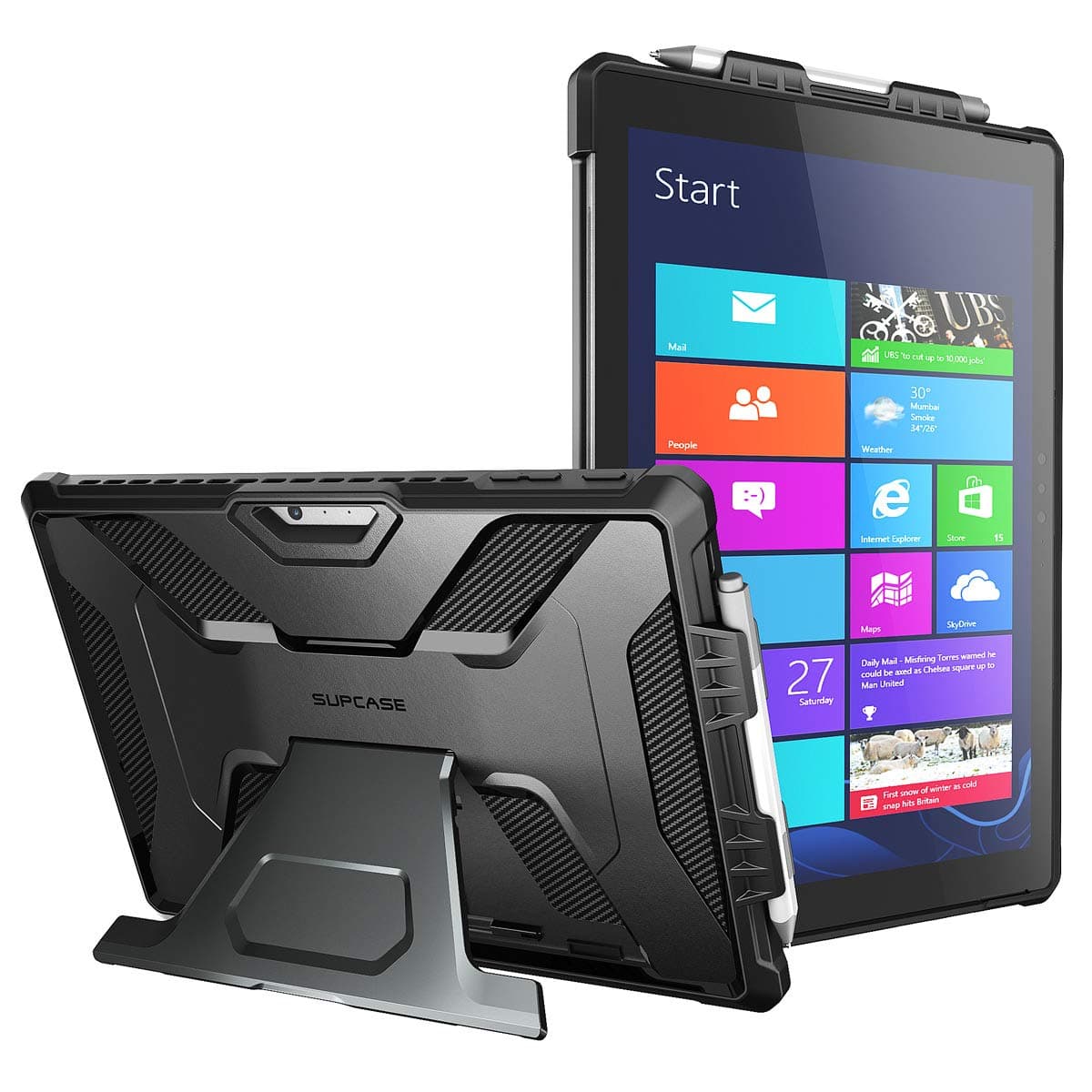 SUPCASE UB Pro Series Case for Microsoft Surface Pro 7 Plus/7/6/5/4/LTE Full-Body Kickstand Protective Case (Black) - 12.3 Inches