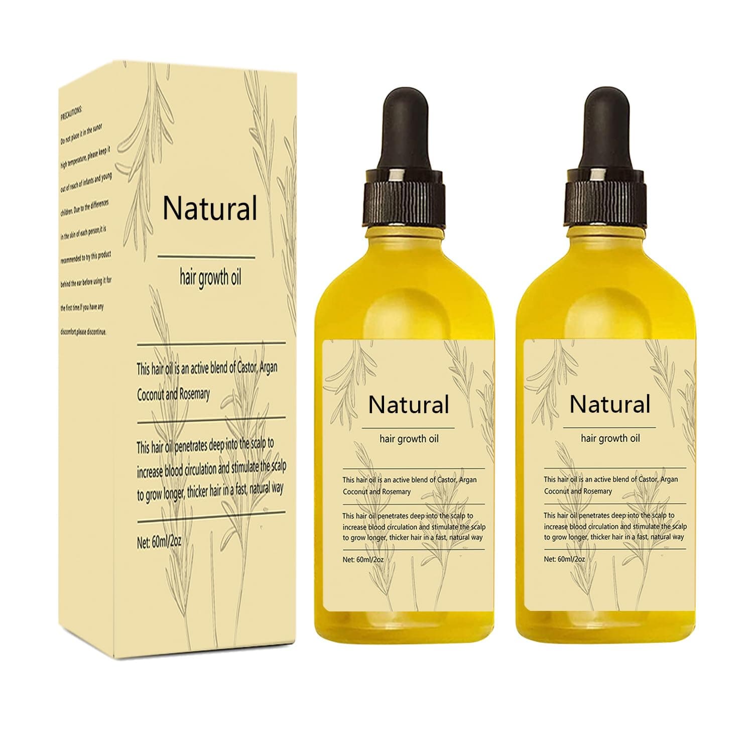 Vegan Natural Hair Growth Oil,2 Pcs Rosemary Oil for Vegan Hair Growth Organic for Dry Damaged Hair and Growth