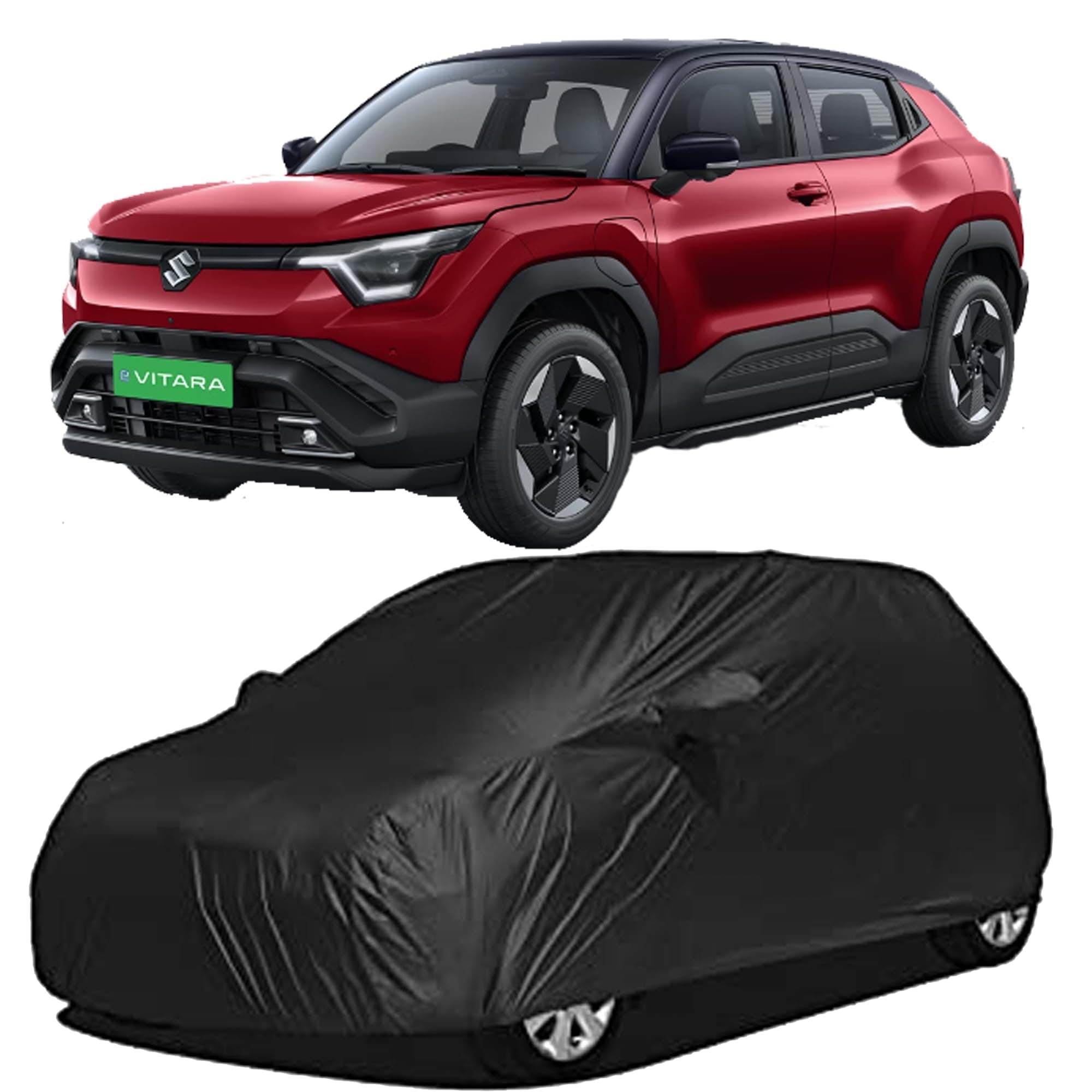 Waterproof Car Body Cover Compatible with Maruti Suzuki e Vitara | Premium Protection Against Rain, Snow, and UV Rays | Durable & Breathable Design | (Black)