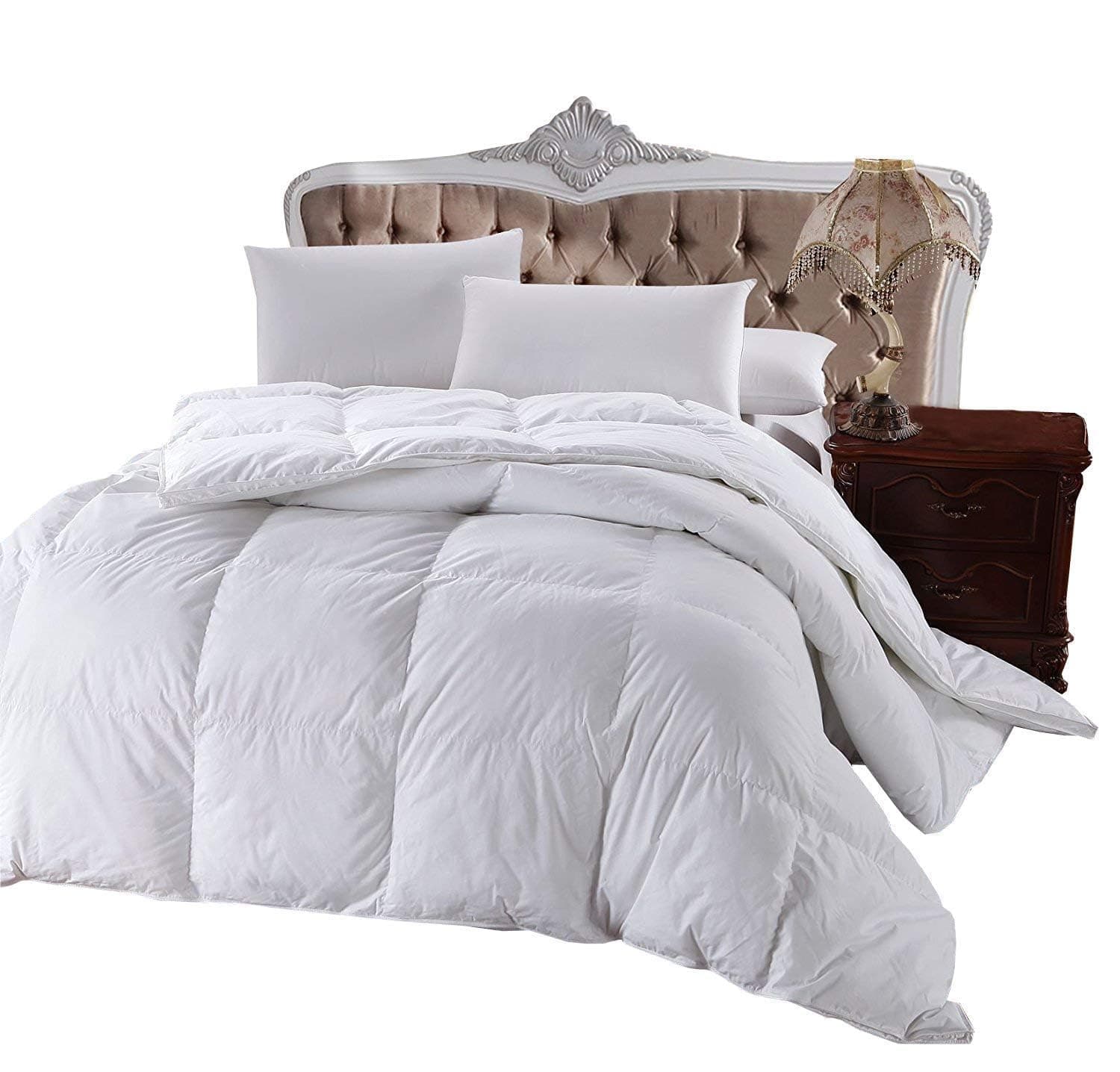 Royal Hotel Bedding 300 Thread Count King Size Down-Alternative Comforter, Overfilled Comforter, Duvet Insert 100% Cotton Shell - 100% Down-Alternative Fill, 750FP - 86Oz - Solid White, King