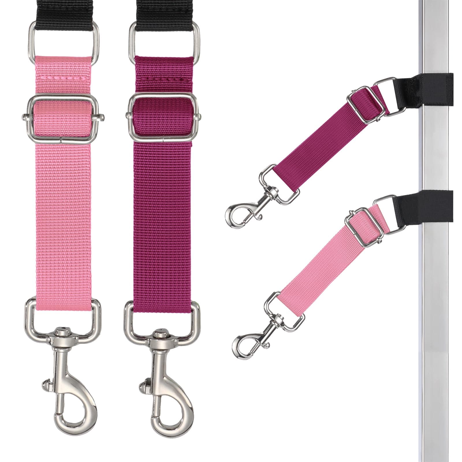 Pet Dog Grooming Table Arm Accessories Dog Grooming Loops for Table Arm Extender Adjustable Extension Loop Bathing Restraint Leash for Small & Medium Dogs (Pink & Hot Pink)