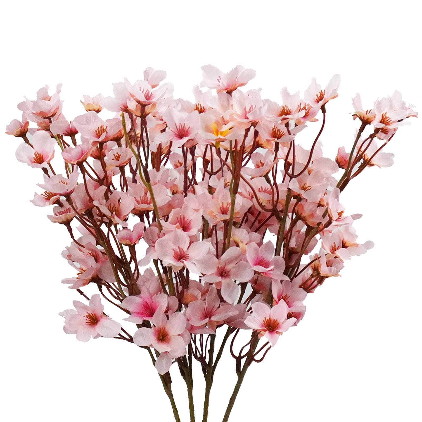 Uieke 4Pcs Artificial Cherry Blossom Flower, Silk Peach Flowers Fake Plants Arrangement for DIY Garden Home Wedding Party Spring Decor, Pink