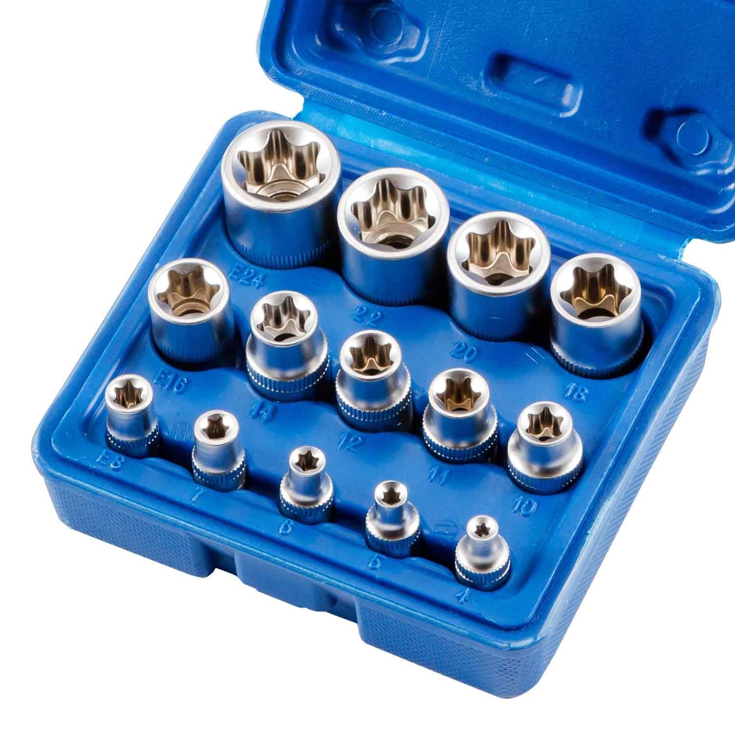 Female E Star Torx Socket Set E4-E24 E-Torx External Socket Insert Nut 14pcs