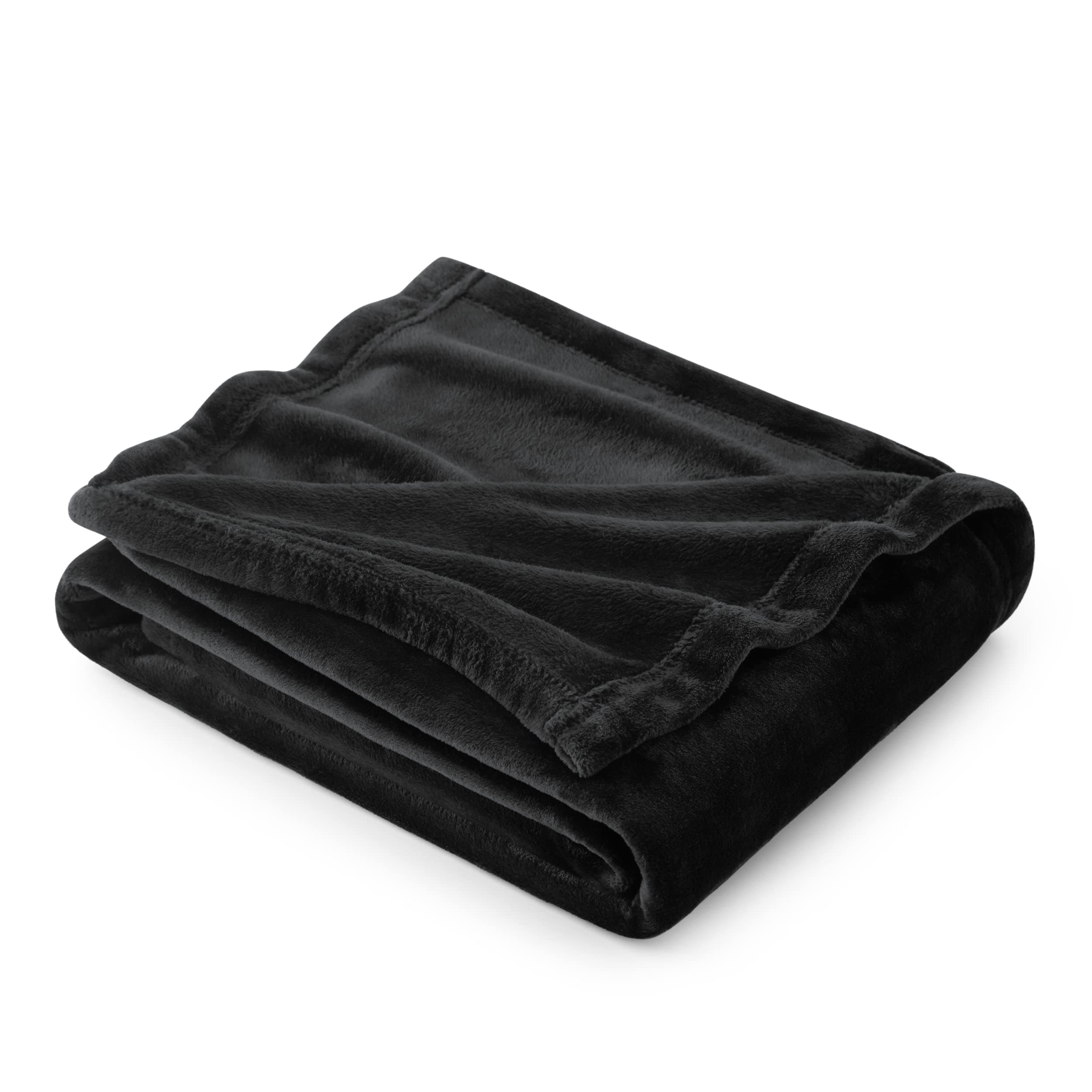 Bedsure Fleece Throw Blanket for Sofa - Soft Cosy Fluffy Blankets for Bed, Warm Single Throws for Audlts, Black, 130x150 cm