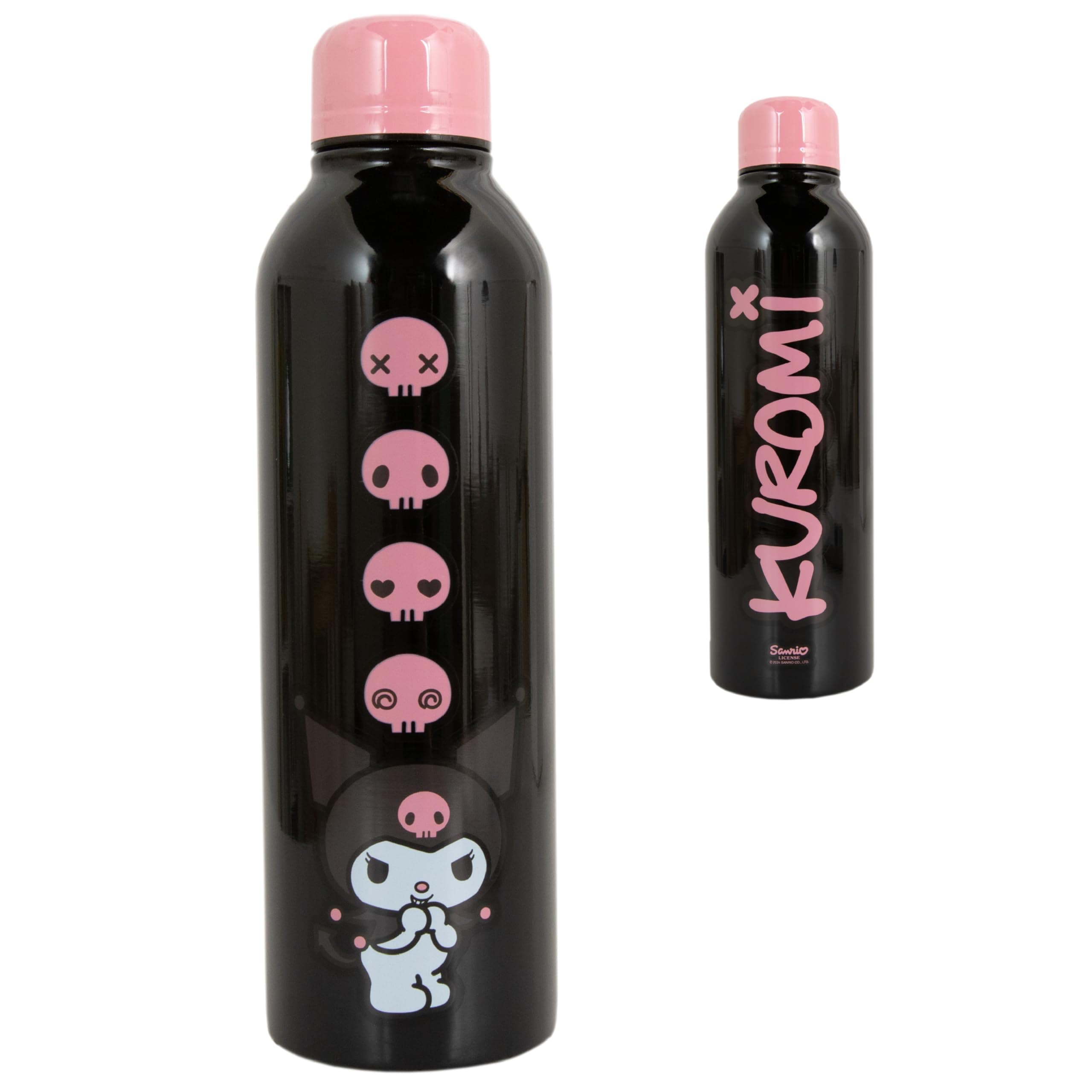 Hello Kitty Kuromi Metal Water Bottle, Durable Stainless Steel, 700 ml Capacity, Licensed Hello Kitty Merchandise School Supplies & Gifts