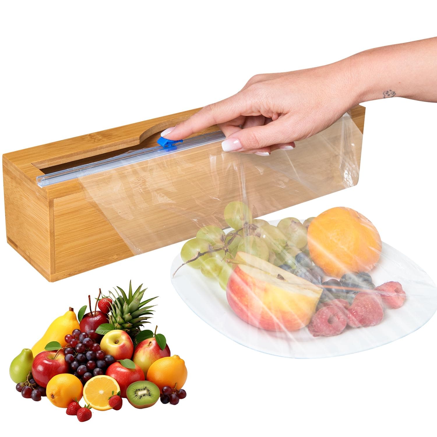 Plastic Wrap Dispenser with Cutter - Fits 12" Rolls - Mountable - Cuts Plastic Wrap, Saran Wrap, Cling Wrap, Aluminum Foil, Wax Paper