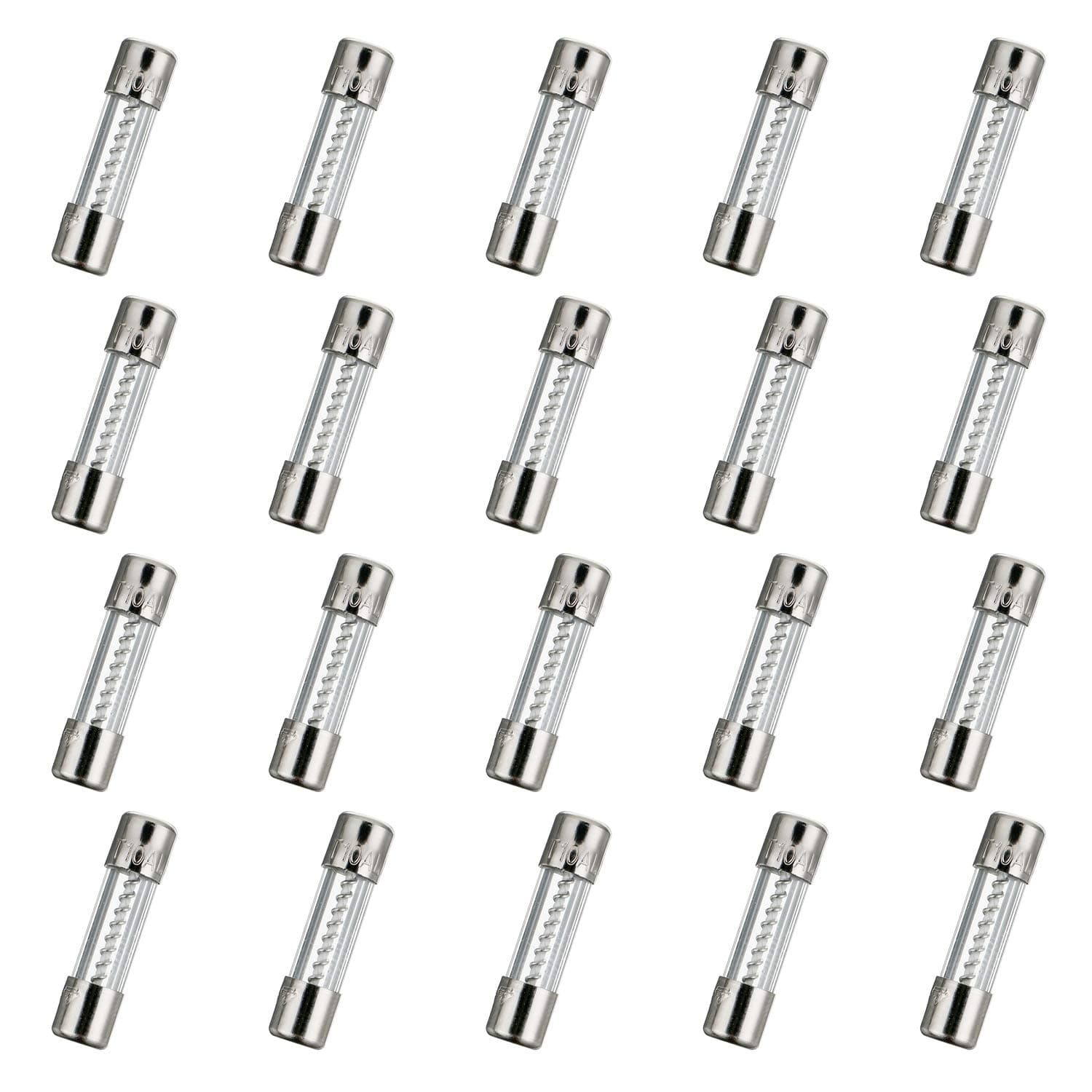 – T10AL250V 20 Pcs 5x20mm slow blow glass fuse 10A 250V 0.2 x 0.78 inch time delay fuse