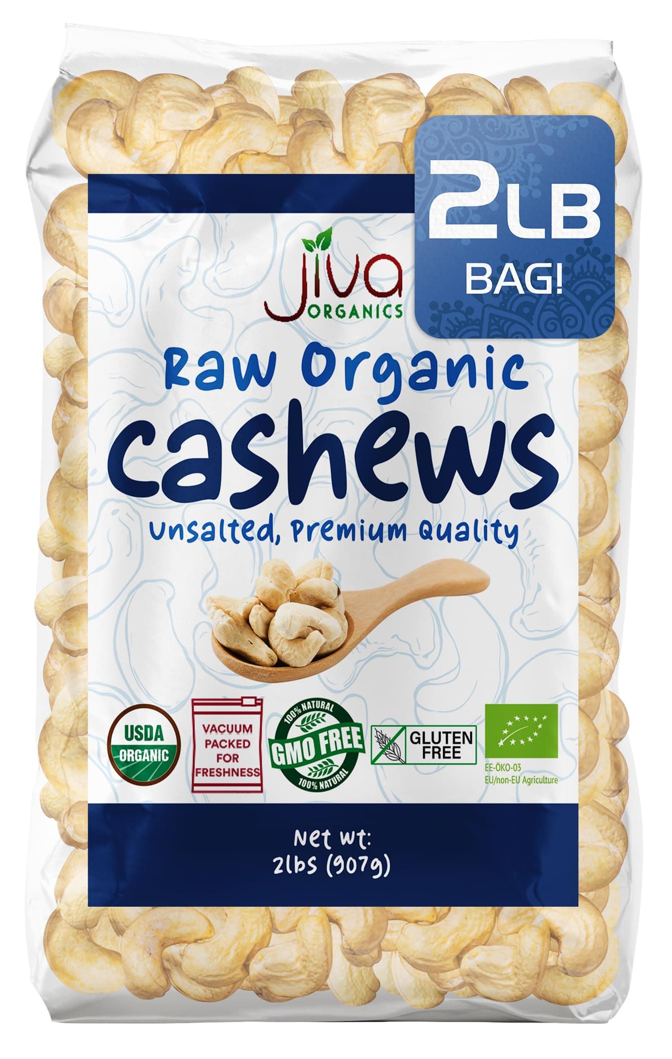 Raw Organic Cashews (Whole) 2 Pound Bag
