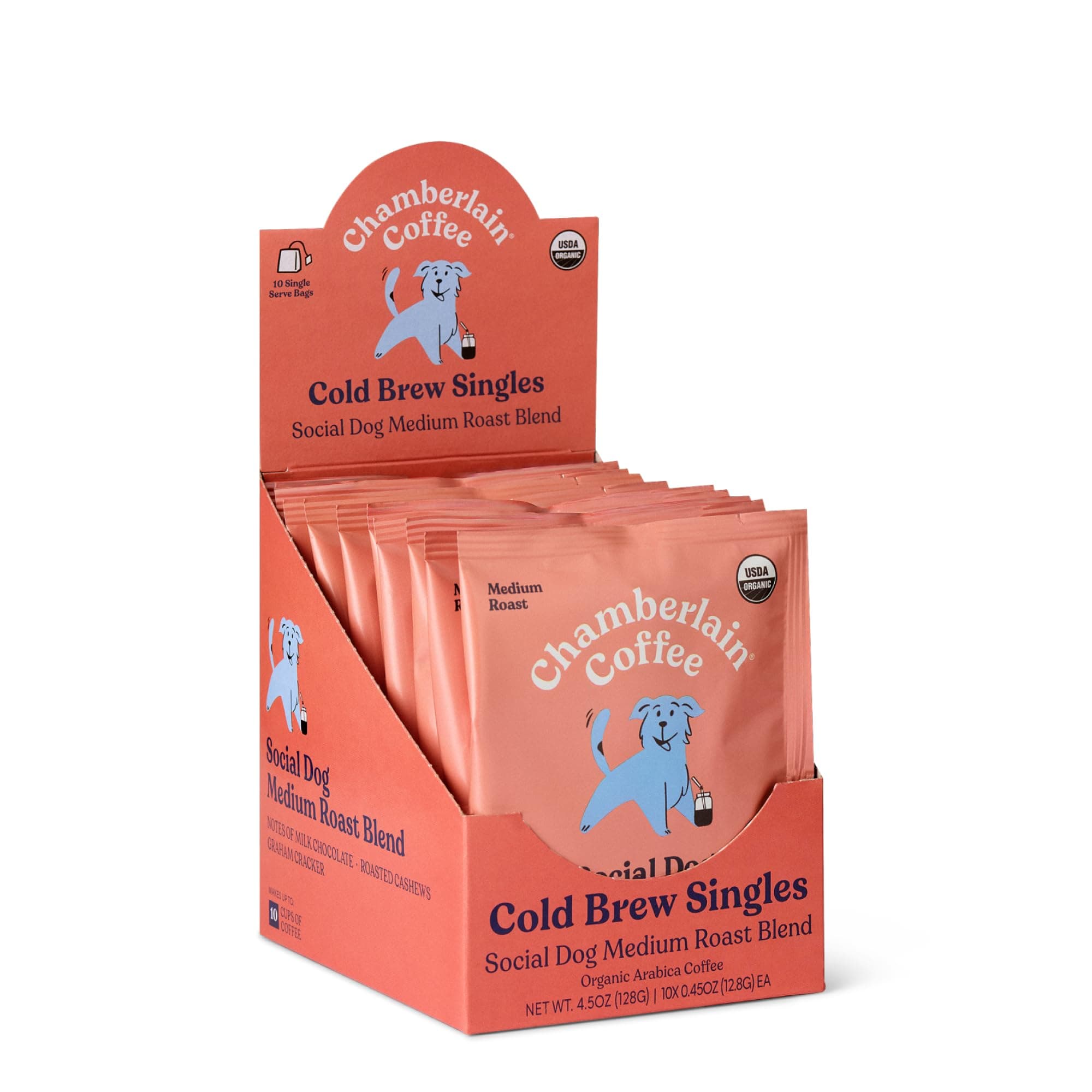 Organic Medium Roast Cold Brew Singles Medium Roast – 10 Single Serve Bags w/Different Flavors - For Summer Use, at Home, Camping, or Travel - Coffee Gift Set for Any Occasion