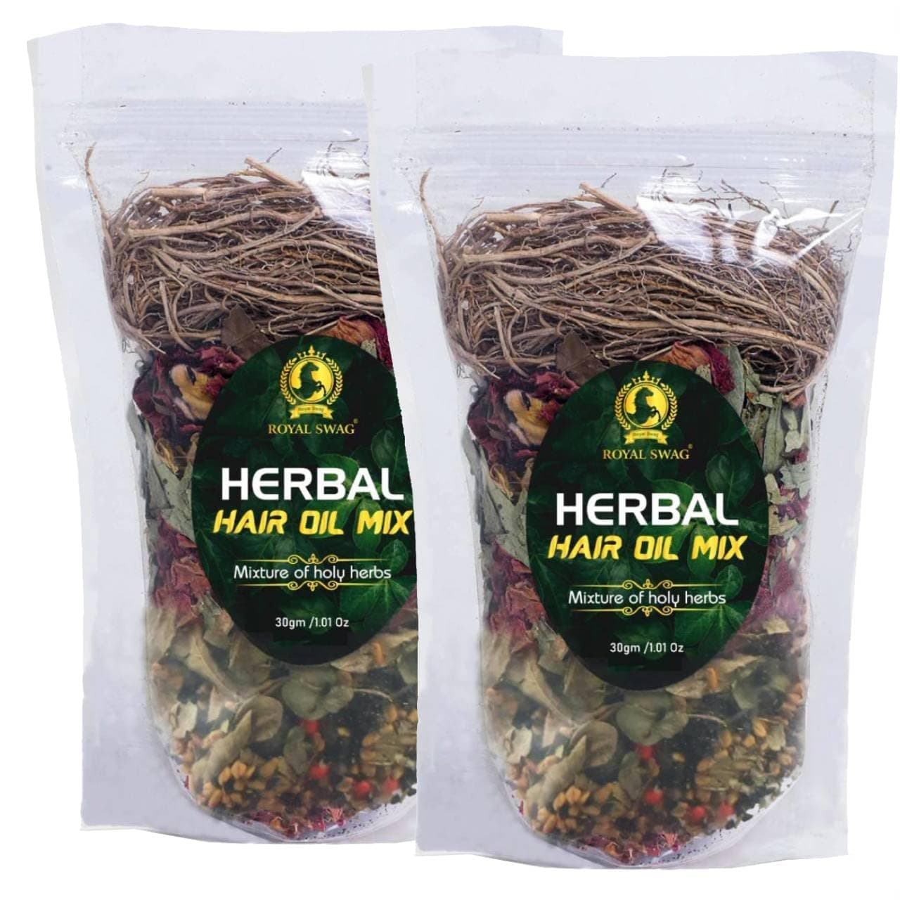 ROYAL SWAG Herbal Hair Oil Mix 30 g x 2 packs for Healthy Hair Packed with Goodeness of Ayurvedic Natural Dried Herbs For Oil Infusion | Made In India | Pack of 2(1 pack = 1 Oz/30 gm)