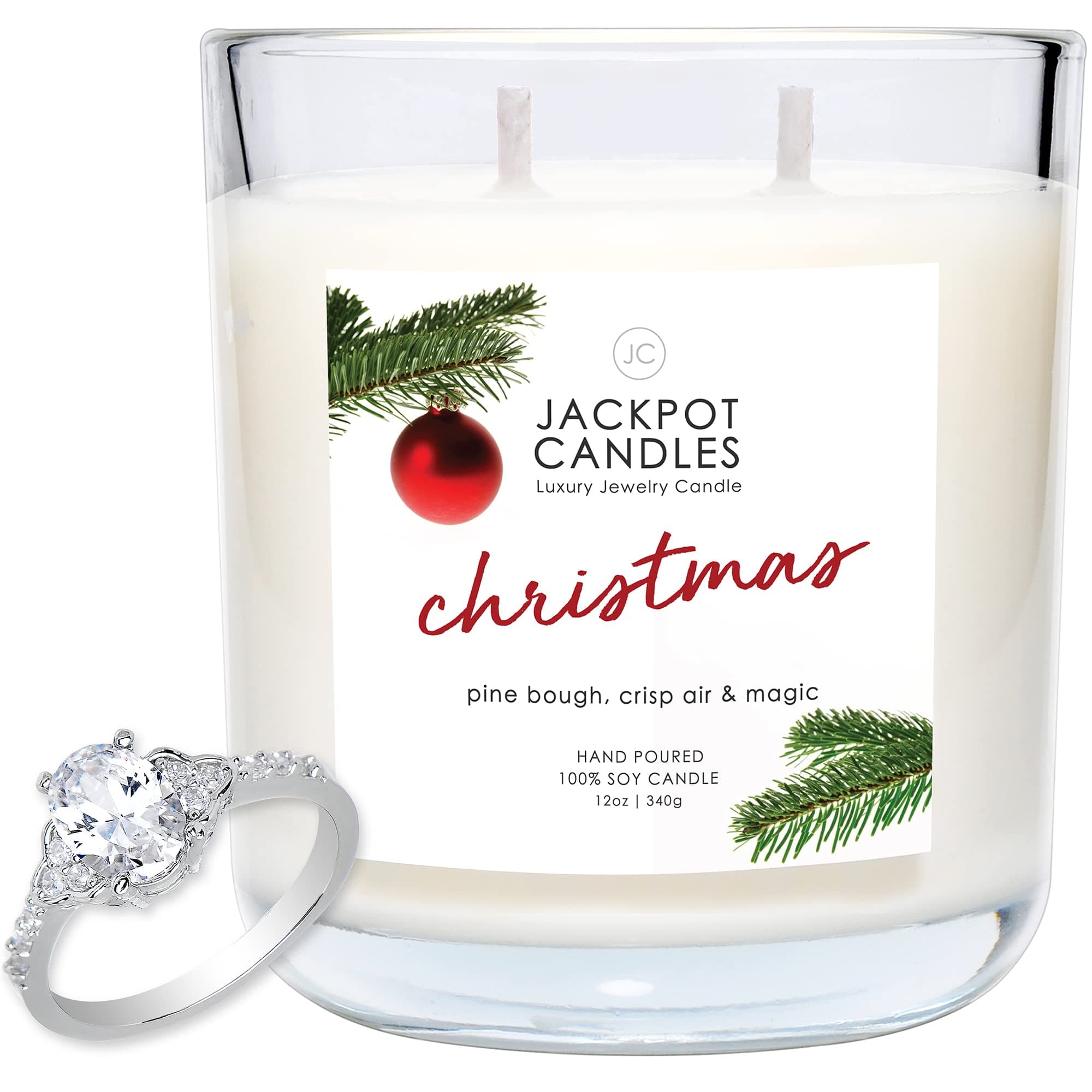 Jackpot Candles Christmas Candle with Ring Inside (Surprise Jewelry Valued at 15 to 5,000 Dollars) Ring Size 7